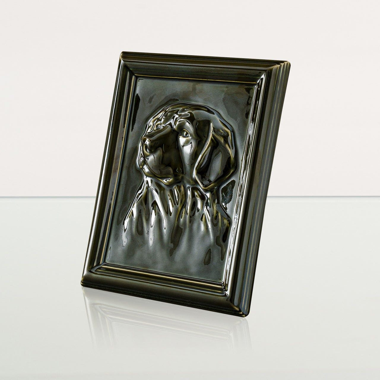 Labrador Pet Urn for Ashes - Oily Green | Ceramic | Handmade Pet Urn - Pulvis Art Urns