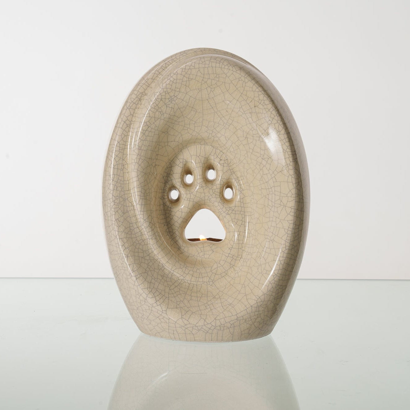 Large Paw Cremation Urn - Craquelure | Ceramic | Handmade Pet Urn - Pulvis Art Urns