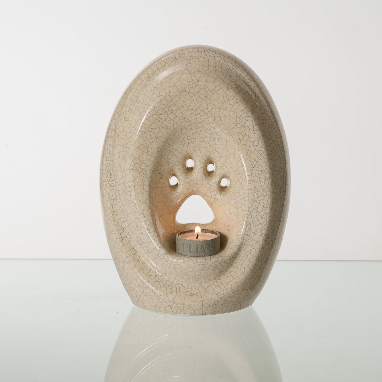 Large Paw Cremation Urn - Craquelure | Ceramic | Handmade Pet Urn - Pulvis Art Urns