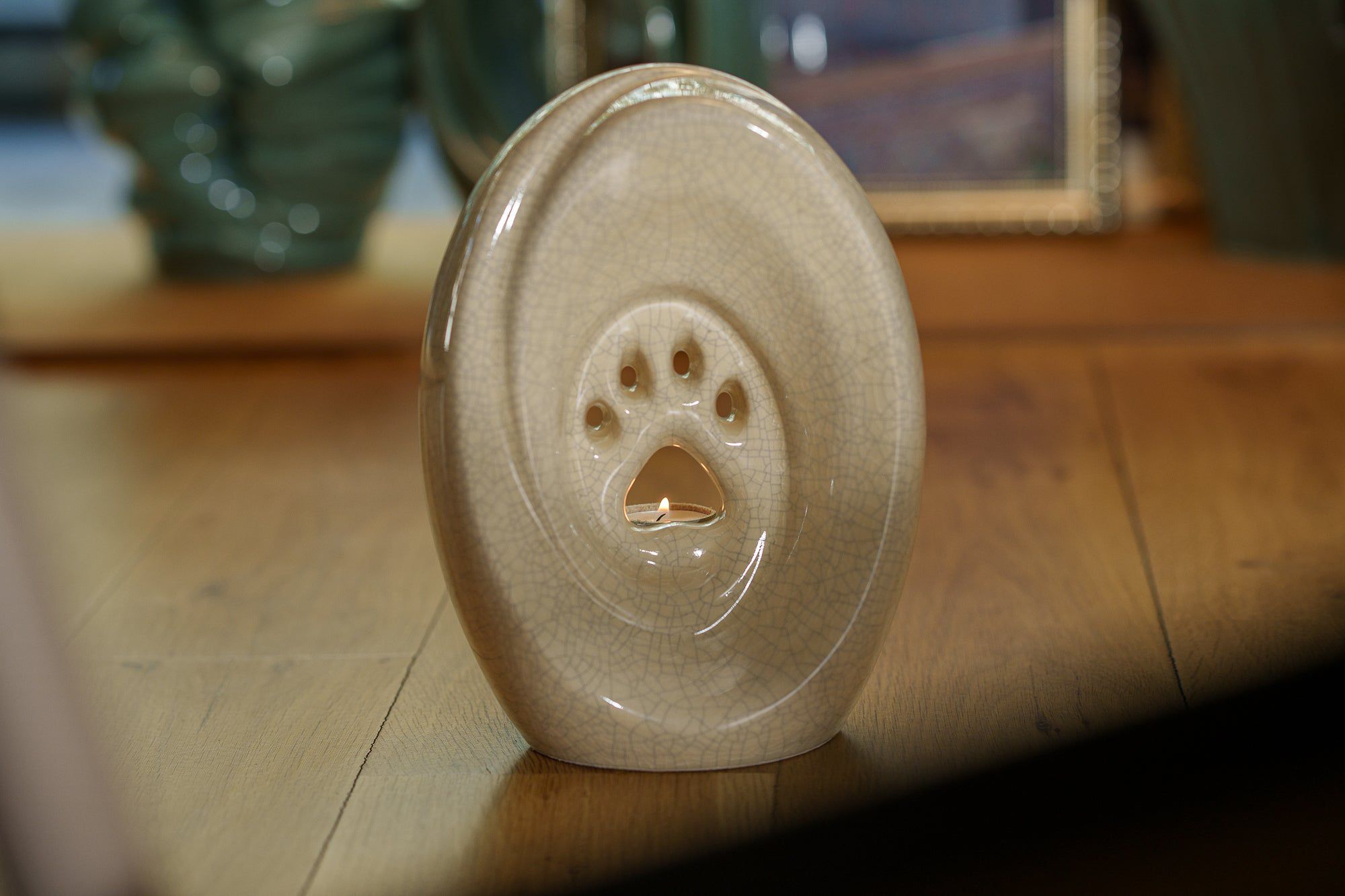 Large Paw Cremation Urn - Craquelure | Ceramic | Handmade Pet Urn - Pulvis Art Urns