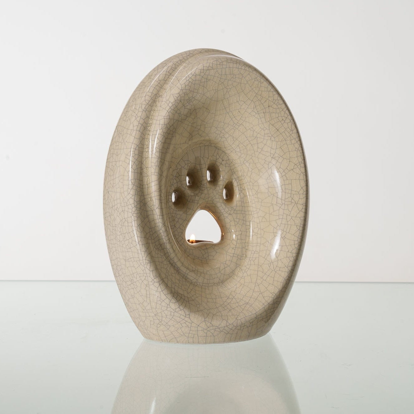 Large Paw Cremation Urn - Craquelure | Ceramic | Handmade Pet Urn - Pulvis Art Urns