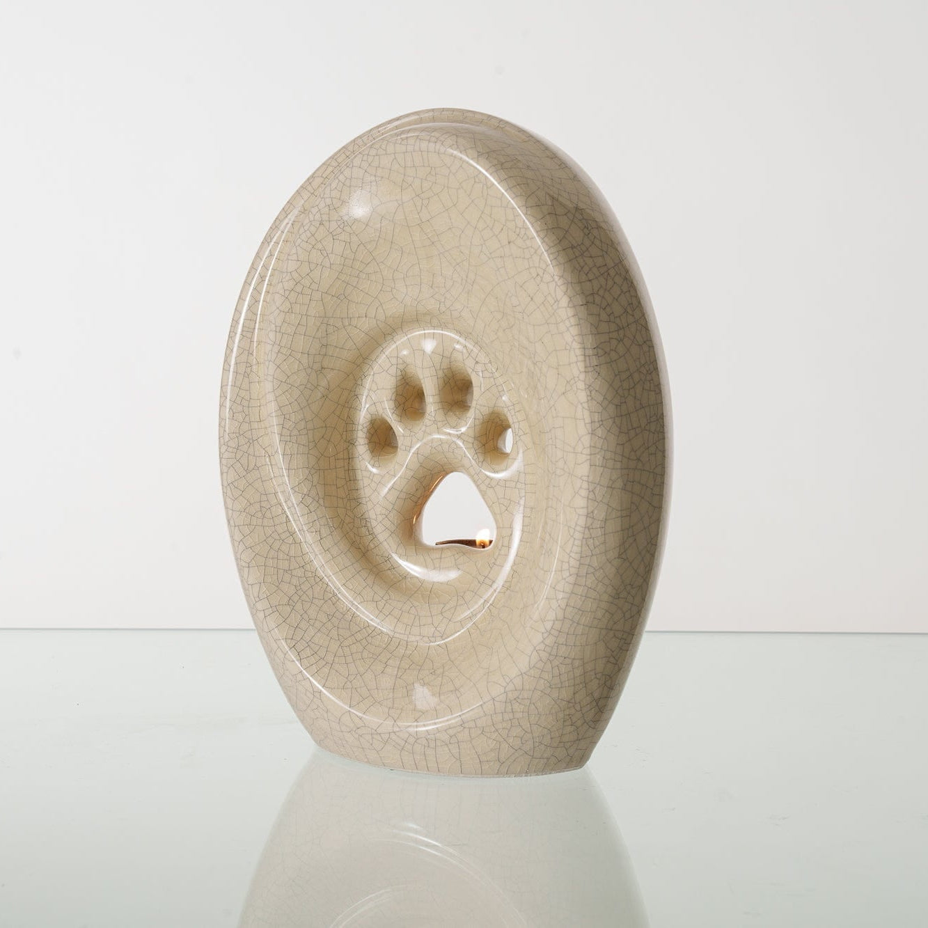 Large Paw Cremation Urn - Craquelure | Ceramic | Handmade Pet Urn - Pulvis Art Urns