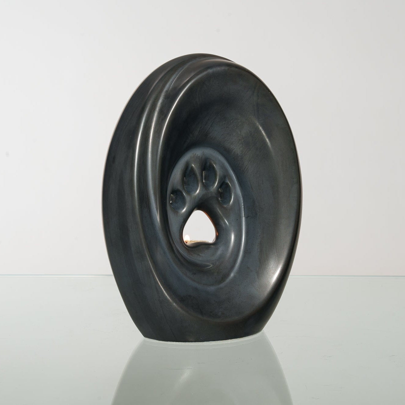 Large Paw Cremation Urn - Dark Matte | Ceramic | Handmade Pet Urn - Pulvis Art Urns