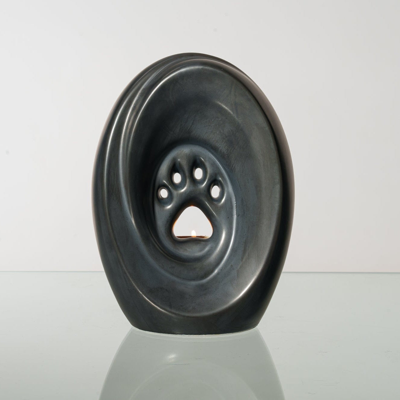 Large Paw Cremation Urn - Dark Matte | Ceramic | Handmade Pet Urn - Pulvis Art Urns
