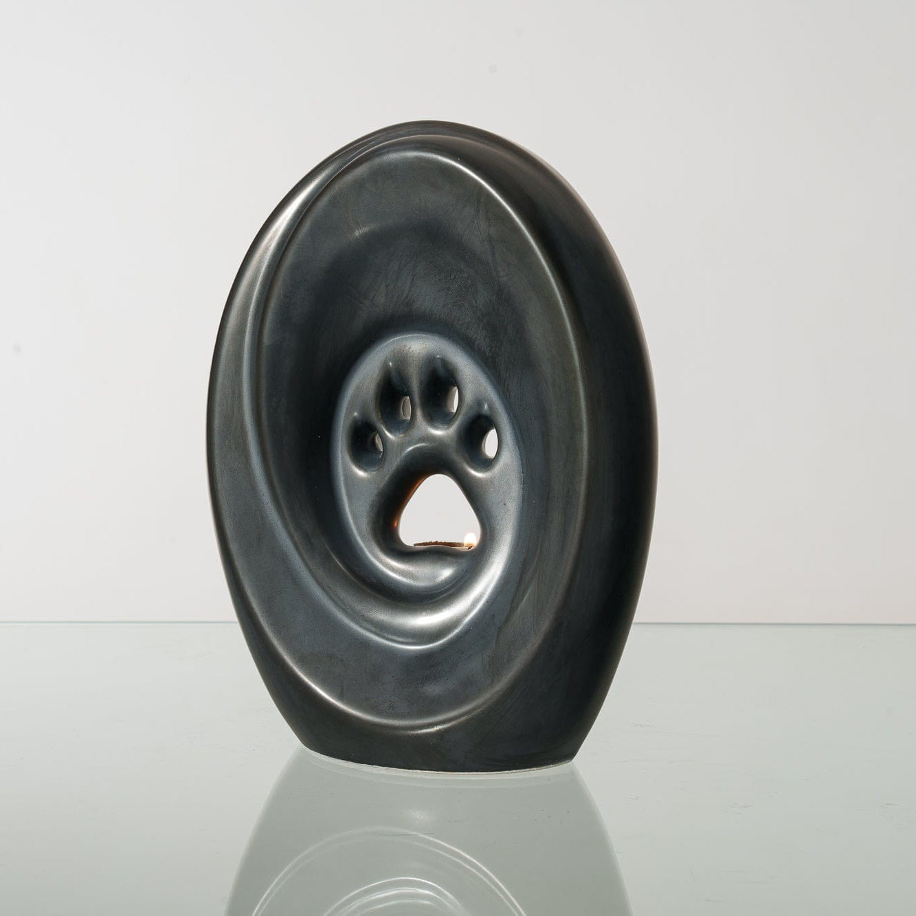 Large Paw Cremation Urn - Dark Matte | Ceramic | Handmade Pet Urn - Pulvis Art Urns