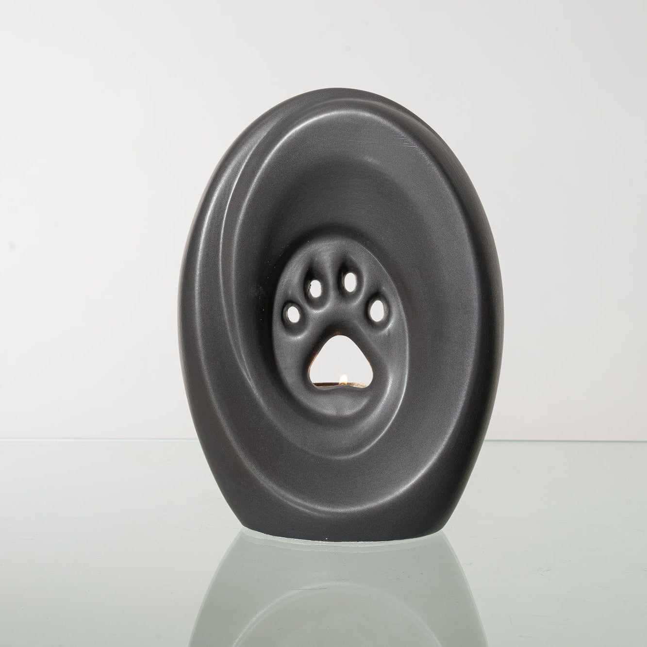 Large Paw Cremation Urn - Gray Matte | Ceramic | Handmade Pet Urn - Pulvis Art Urns