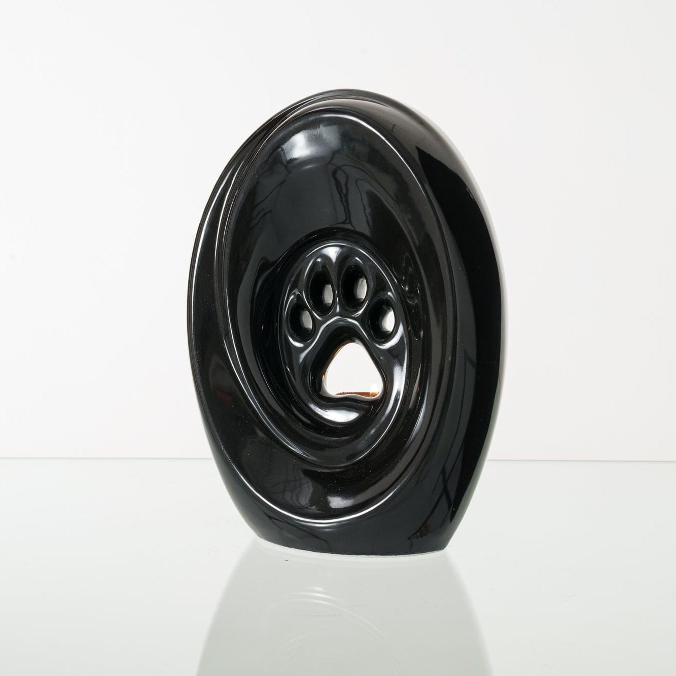 Large Paw Cremation Urn - Lamp Black | Ceramic | Handmade Pet Urn - Pulvis Art Urns
