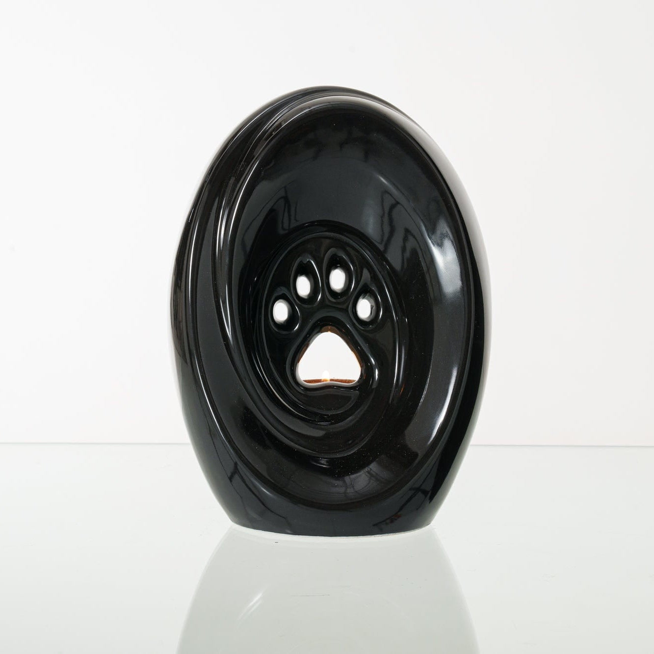 Large Paw Cremation Urn - Lamp Black | Ceramic | Handmade Pet Urn - Pulvis Art Urns