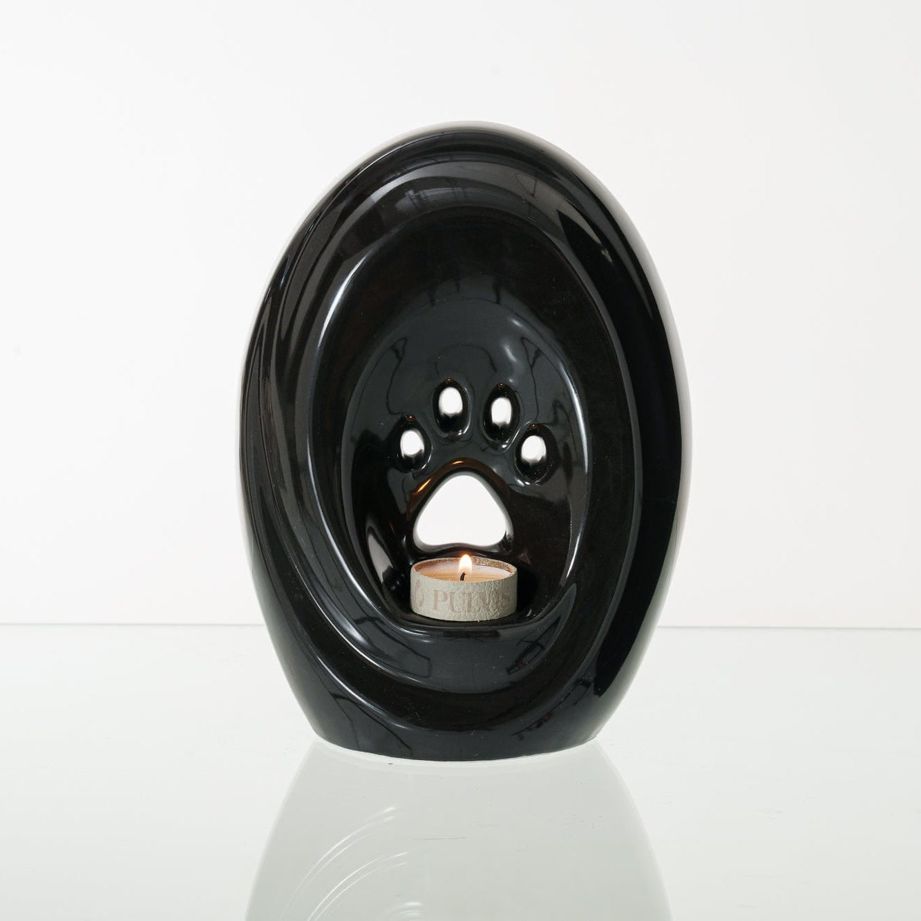 Large Paw Cremation Urn - Lamp Black | Ceramic | Handmade Pet Urn - Pulvis Art Urns