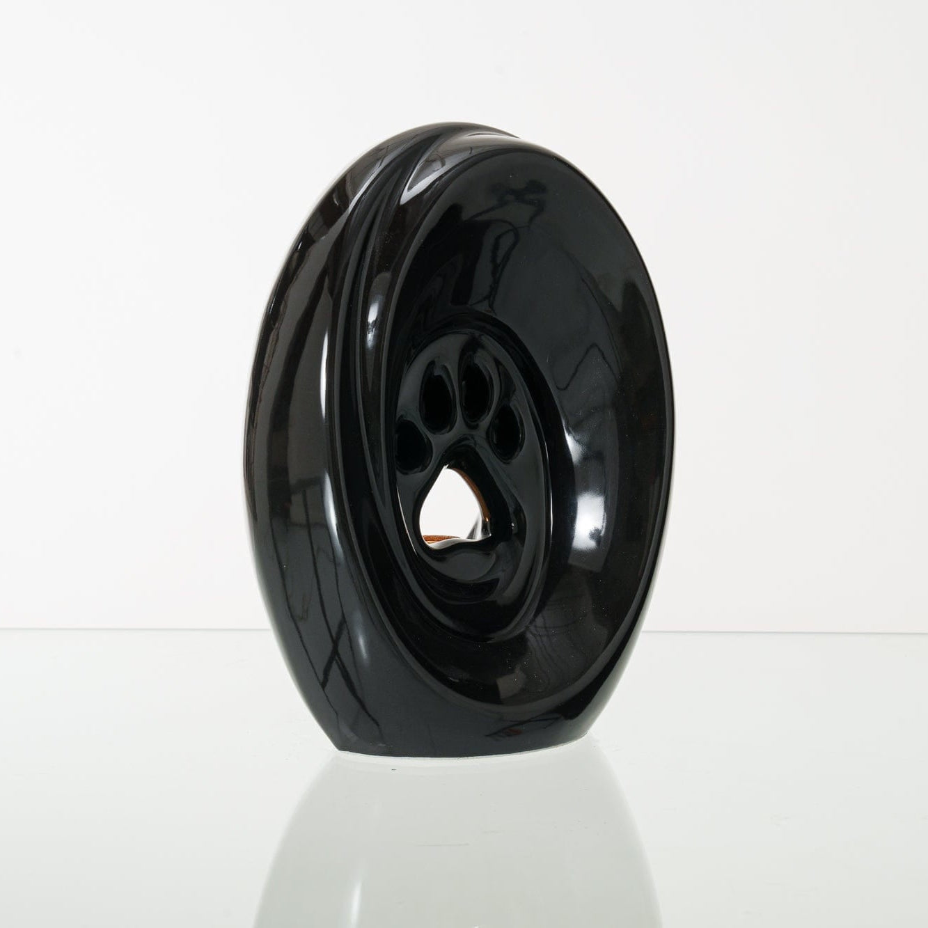 Large Paw Cremation Urn - Lamp Black | Ceramic | Handmade Pet Urn - Pulvis Art Urns