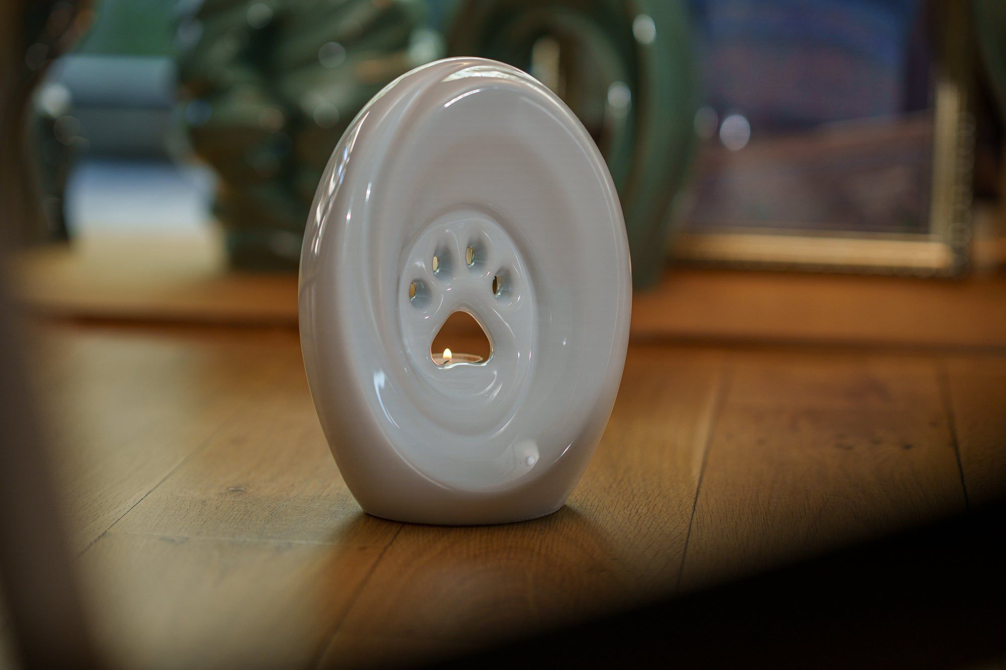 Large Paw Cremation Urn - White | Ceramic | Handmade Pet Urn - Pulvis Art Urns