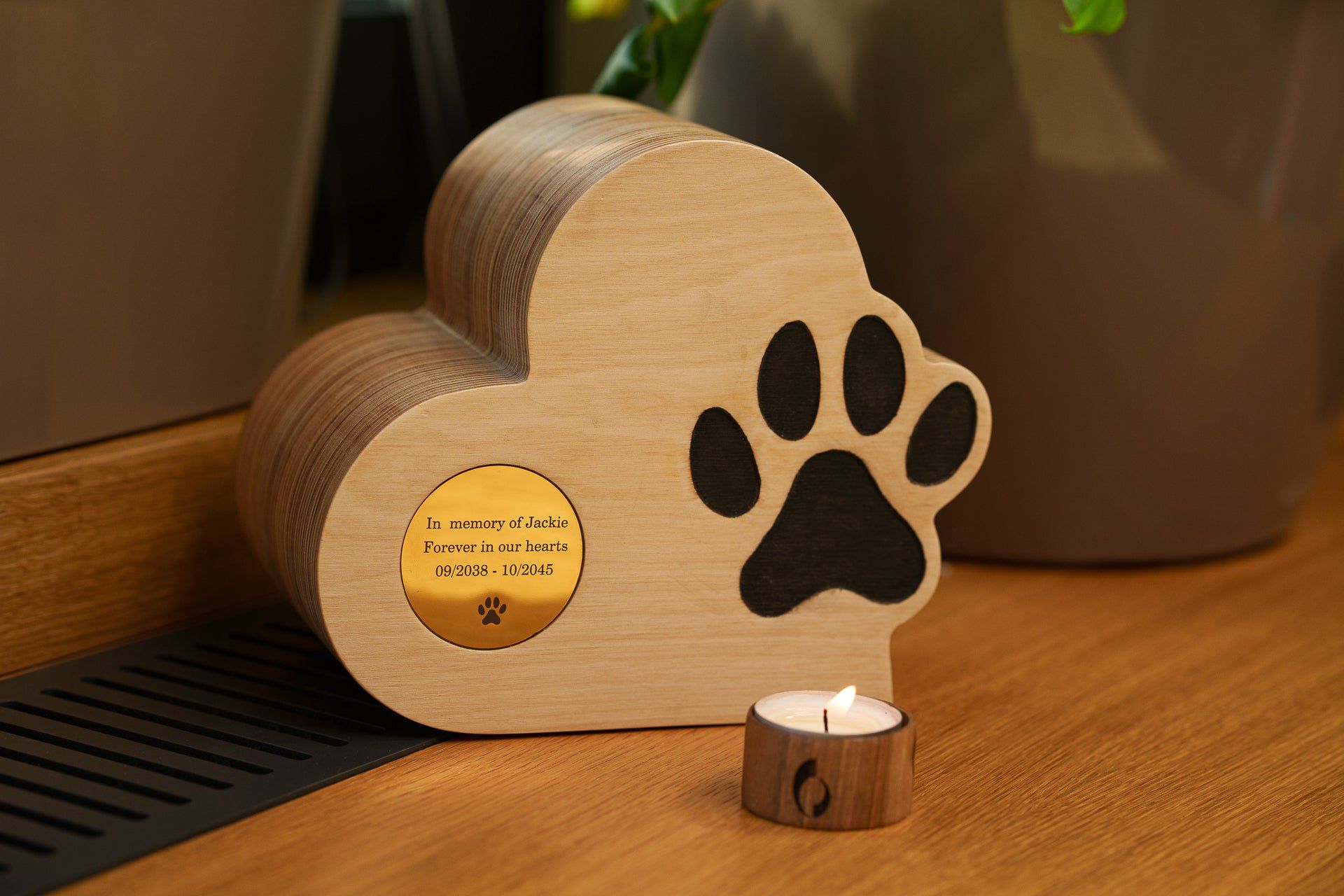 Love Paw Pet Urn - Plywood | Handmade Pet Memorial - Pulvis Art Urns
