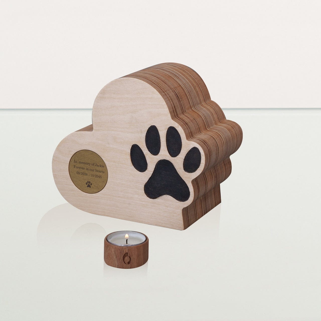 Love Paw Pet Urn - Plywood | Handmade Pet Memorial - Pulvis Art Urns