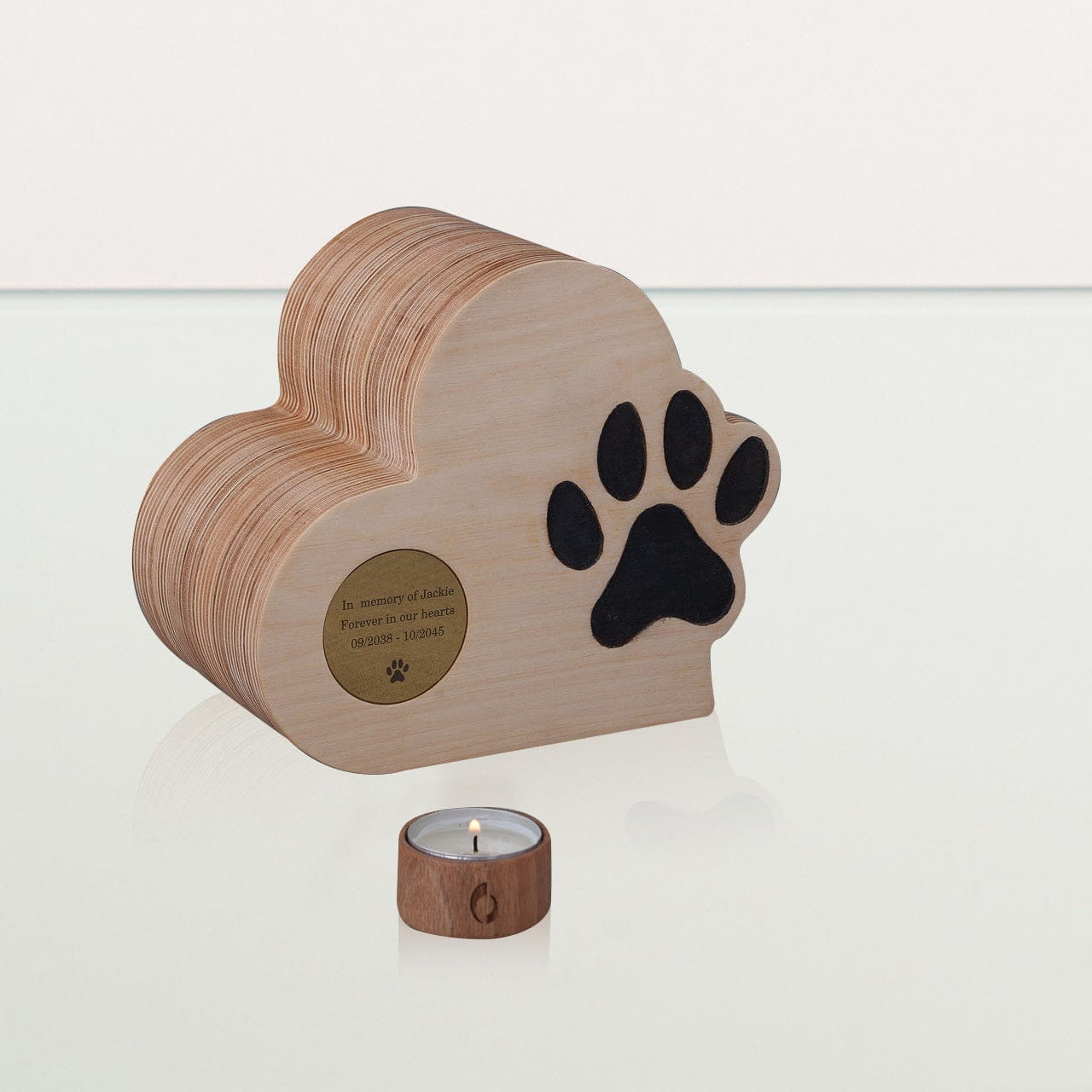 Love Paw Pet Urn - Plywood | Handmade Pet Memorial - Pulvis Art Urns