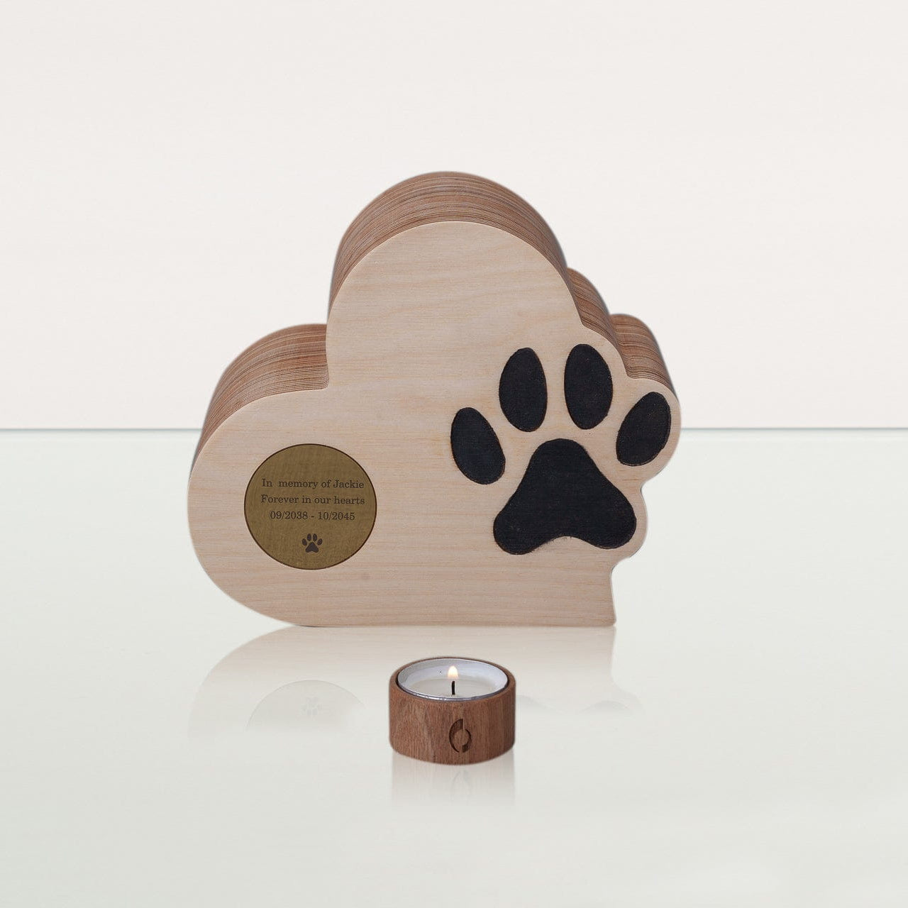Love Paw Pet Urn - Plywood | Handmade Pet Memorial - Pulvis Art Urns
