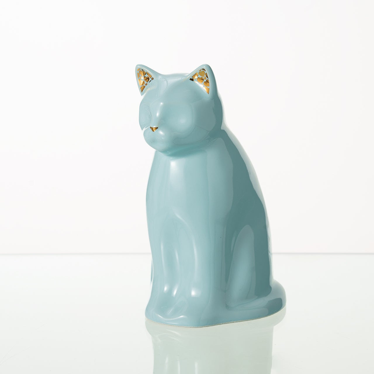 "Meow" Pet Urn for Cat - Baby Blue | Ceramic | Handmade - Pulvis Art Urns