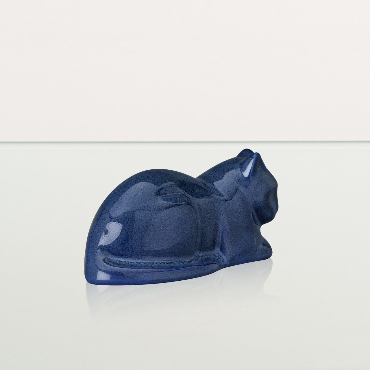 Mini Laying Cat Cremation Urn - Blue Melange | Ceramic Pet Urn - Pulvis Art Urns