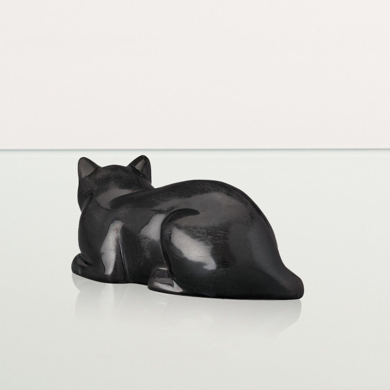 Mini Laying Cat Cremation Urn - Dark Matte | Ceramic Pet Urn - Pulvis Art Urns