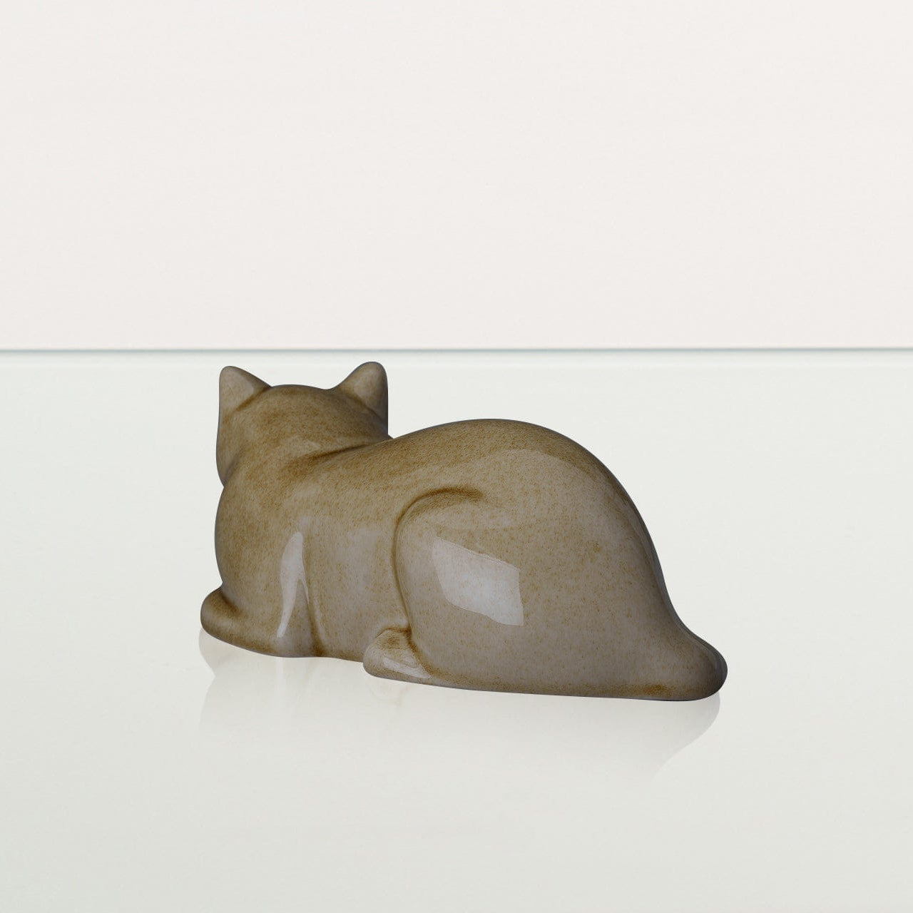 Mini Laying Cat Cremation Urn - Dark Sand | Ceramic Pet Urn - Pulvis Art Urns