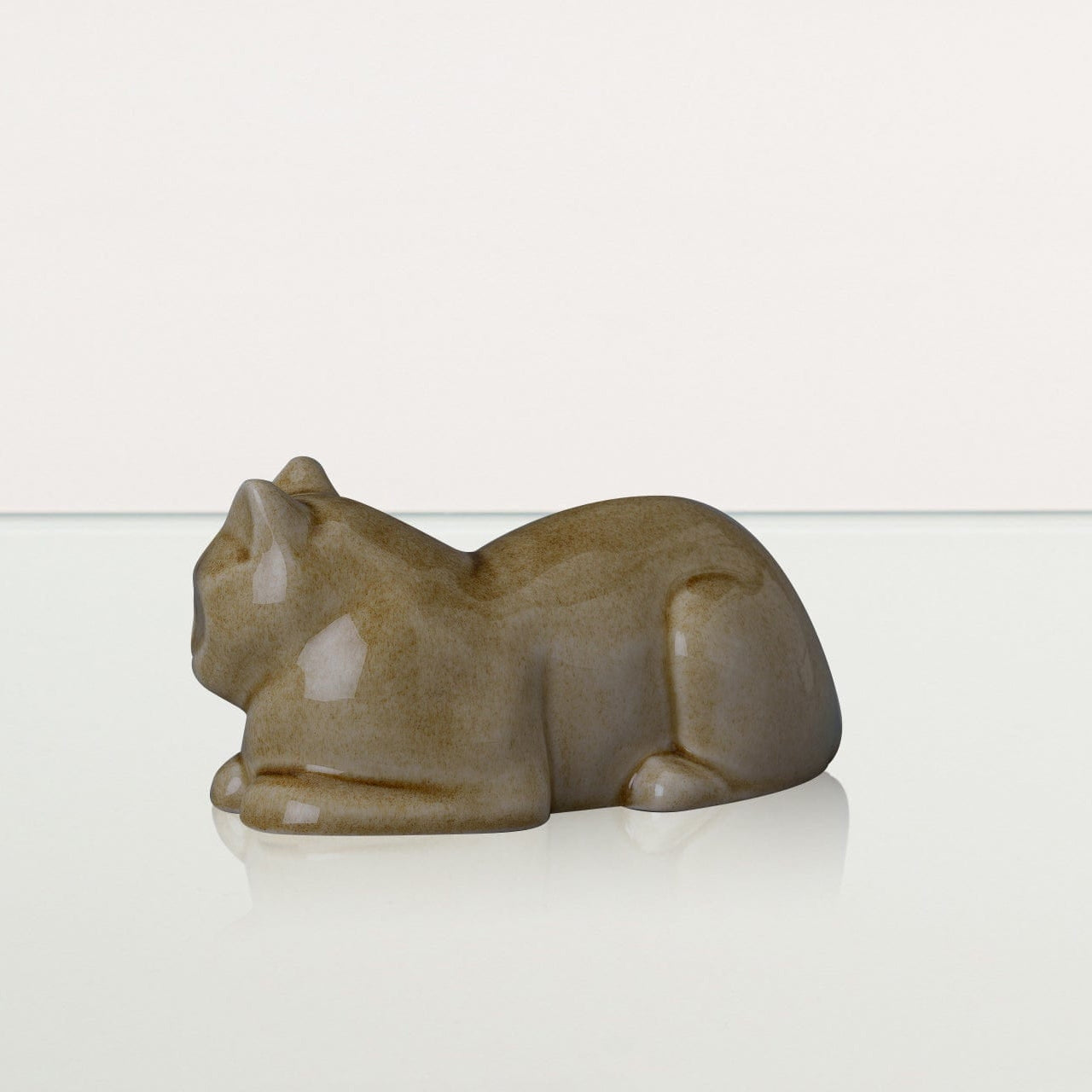 Mini Laying Cat Cremation Urn - Dark Sand | Ceramic Pet Urn - Pulvis Art Urns
