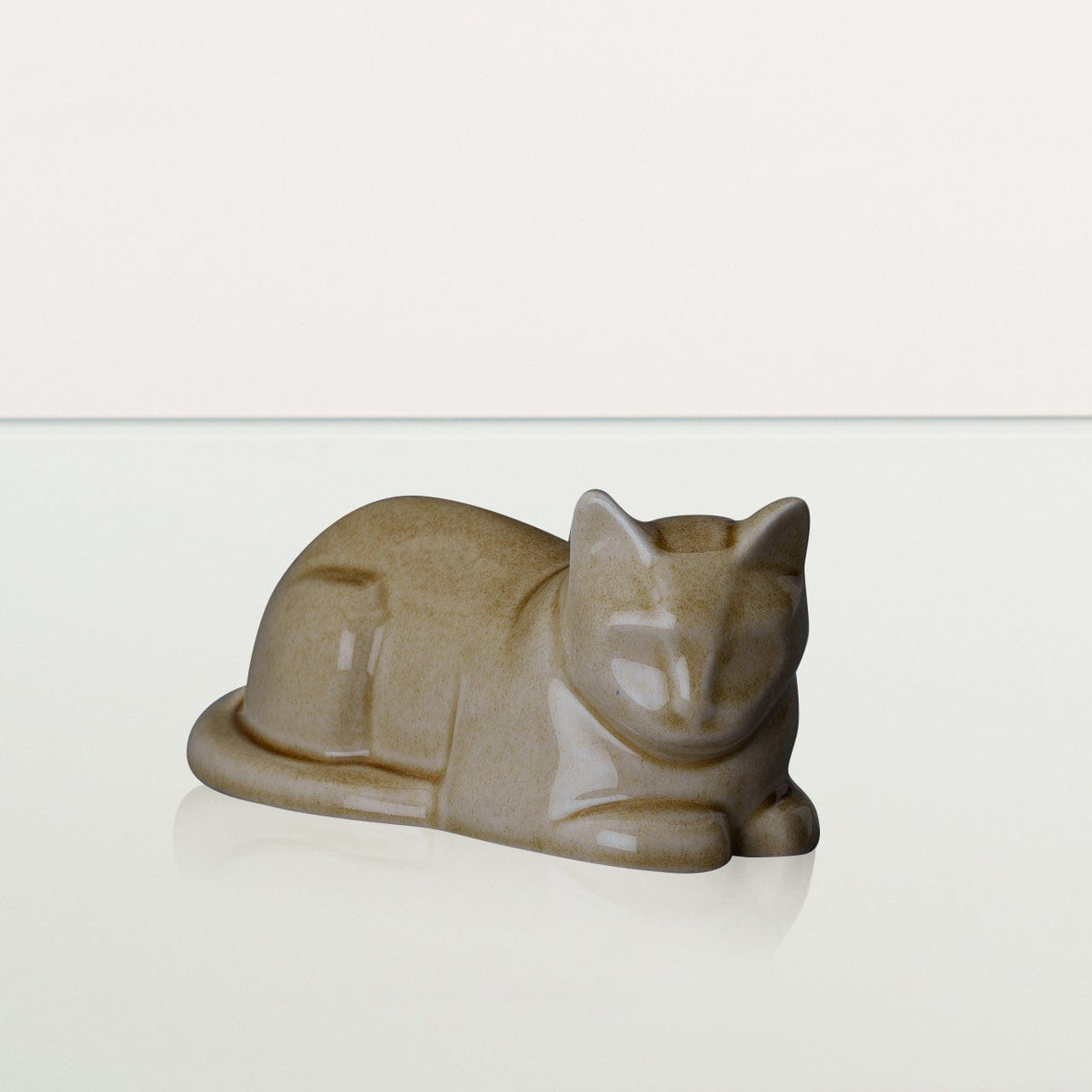 Mini Laying Cat Cremation Urn - Dark Sand | Ceramic Pet Urn - Pulvis Art Urns