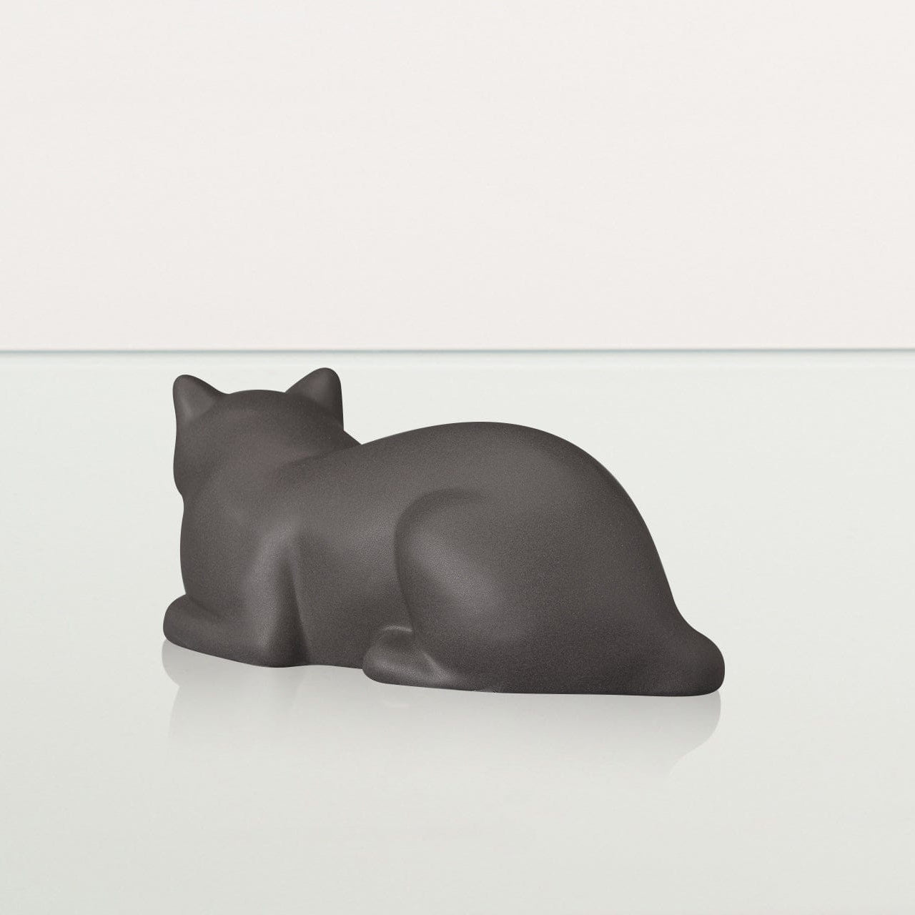 Mini Laying Cat Cremation Urn - Grey Matte | Ceramic Pet Urn - Pulvis Art Urns
