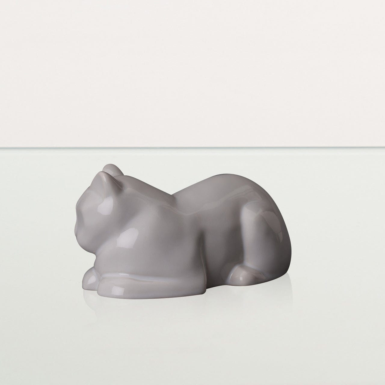 Mini Laying Cat Cremation Urn - White | Ceramic Pet Urn - Pulvis Art Urns