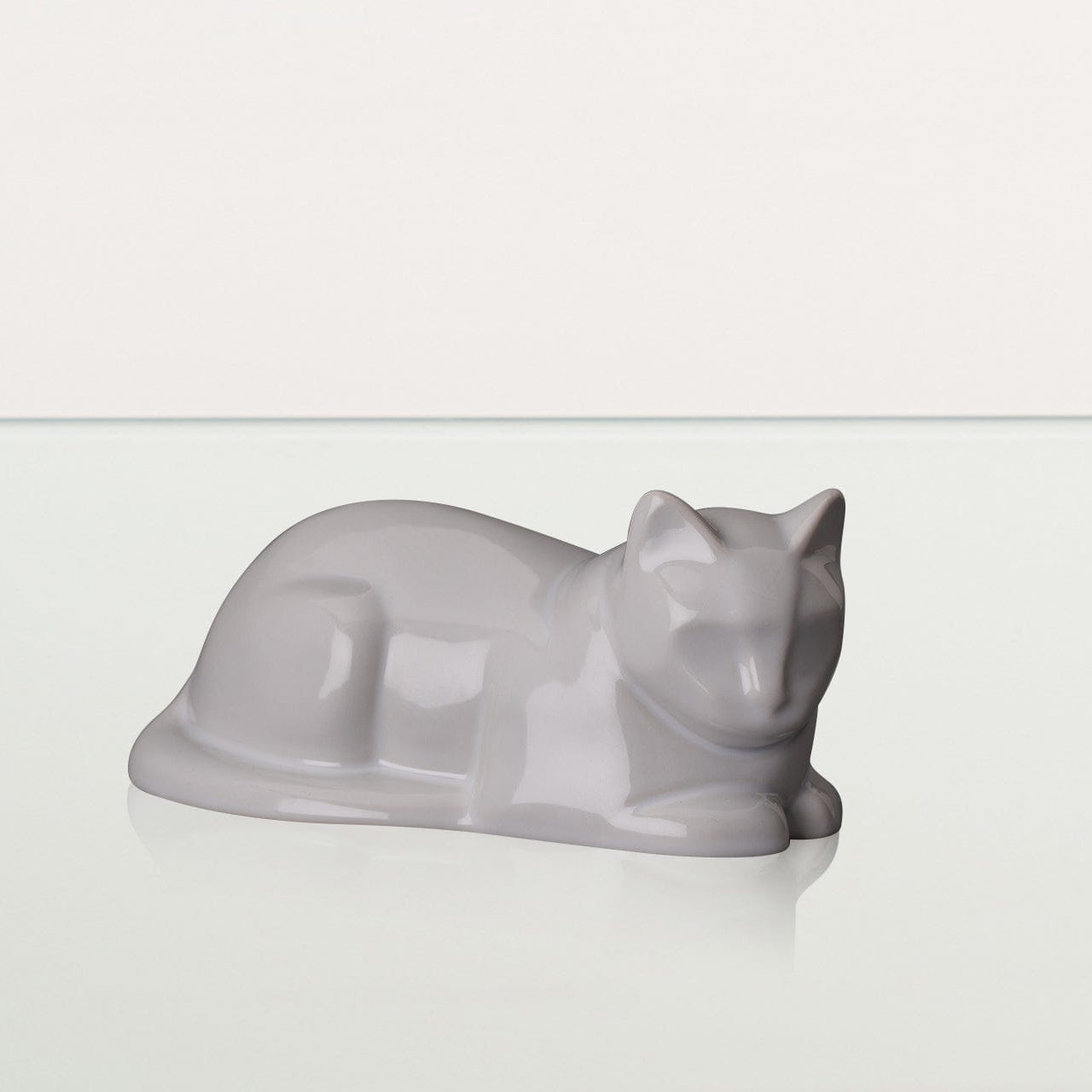 Mini Laying Cat Cremation Urn - White | Ceramic Pet Urn - Pulvis Art Urns