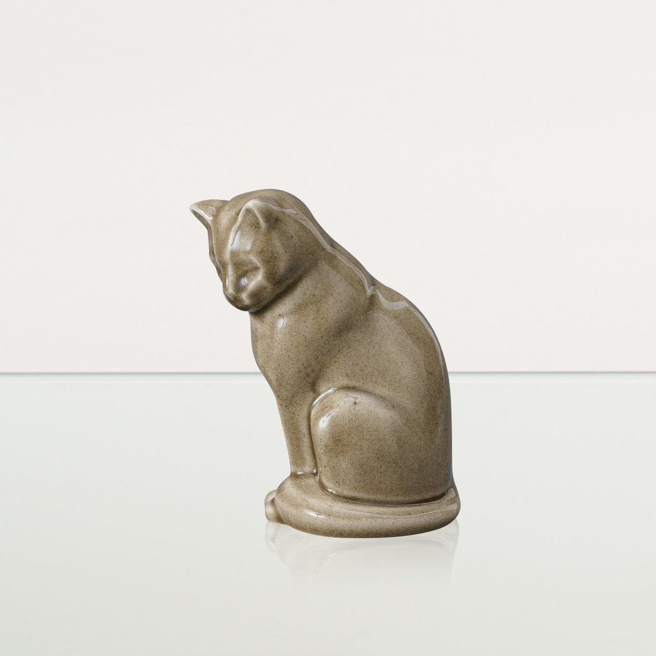 Mini Pet Urn for Ashes Neko - Beige Gray | Handmade | Ceramic Cat Urn - Pulvis Art Urns