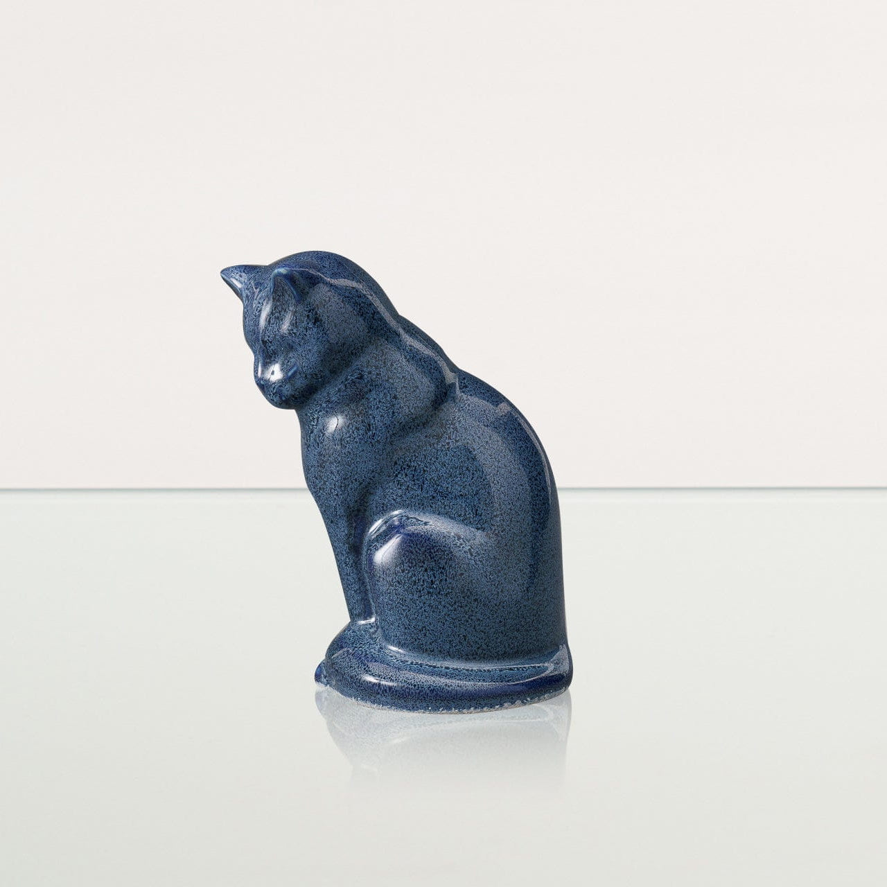 Mini Pet Urn for Ashes Neko - Blue Melange | Ceramic | Handmade Cat Urn - Pulvis Art Urns
