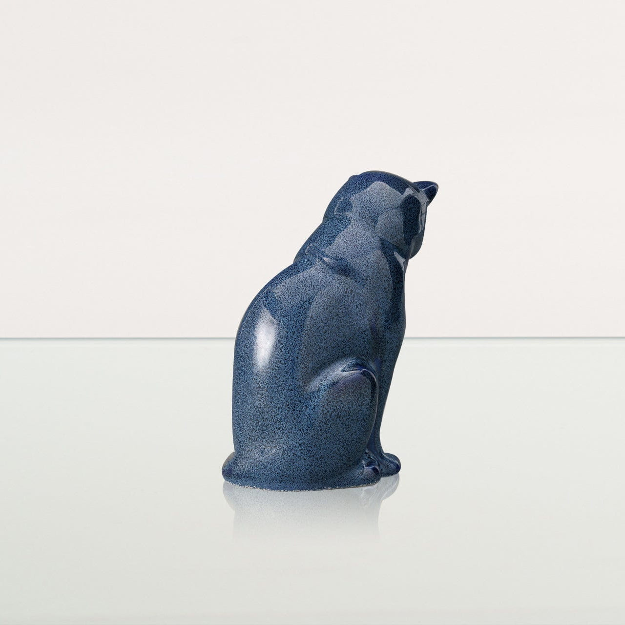 Mini Pet Urn for Ashes Neko - Blue Melange | Ceramic | Handmade Cat Urn - Pulvis Art Urns