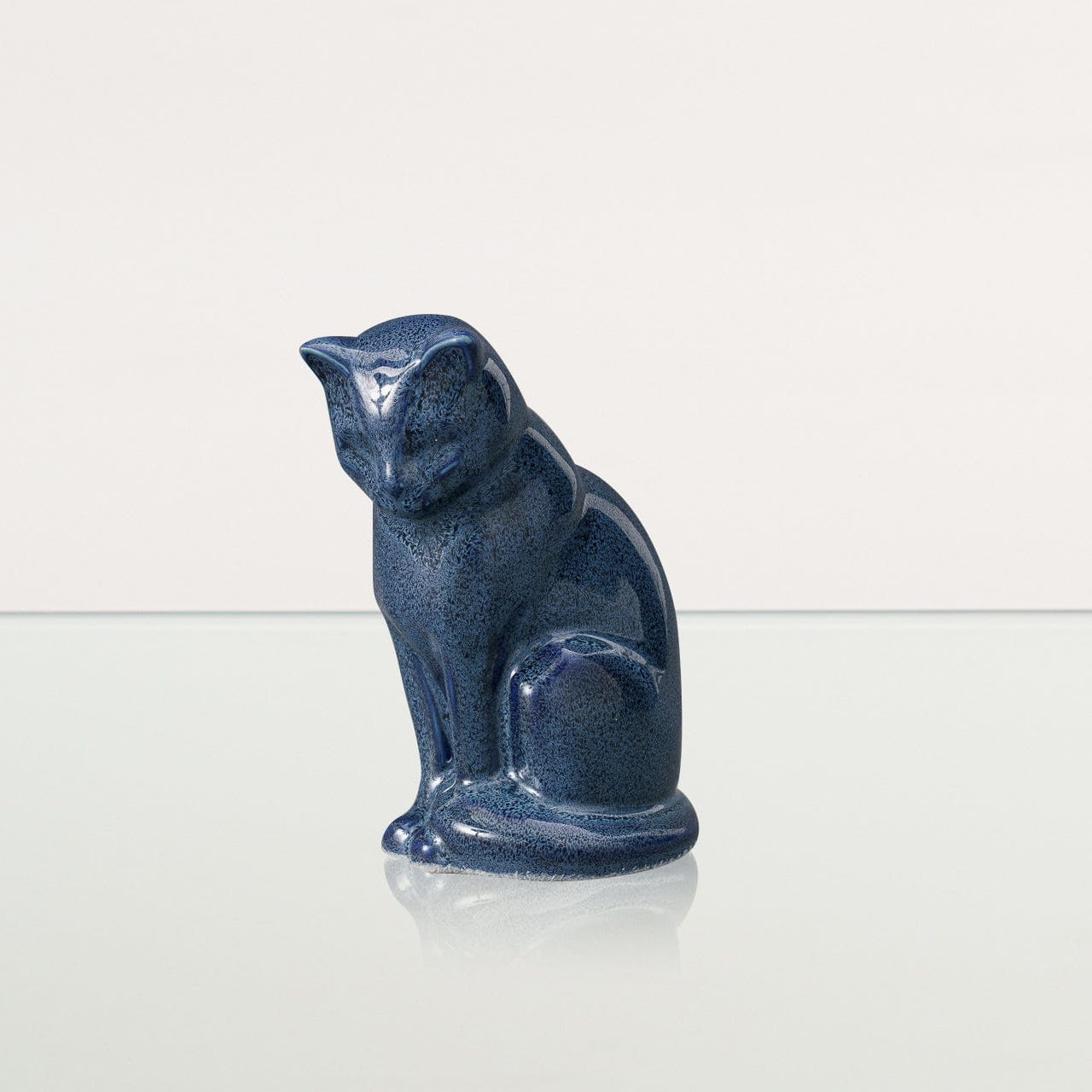Mini Pet Urn for Ashes Neko - Blue Melange | Ceramic | Handmade Cat Urn - Pulvis Art Urns