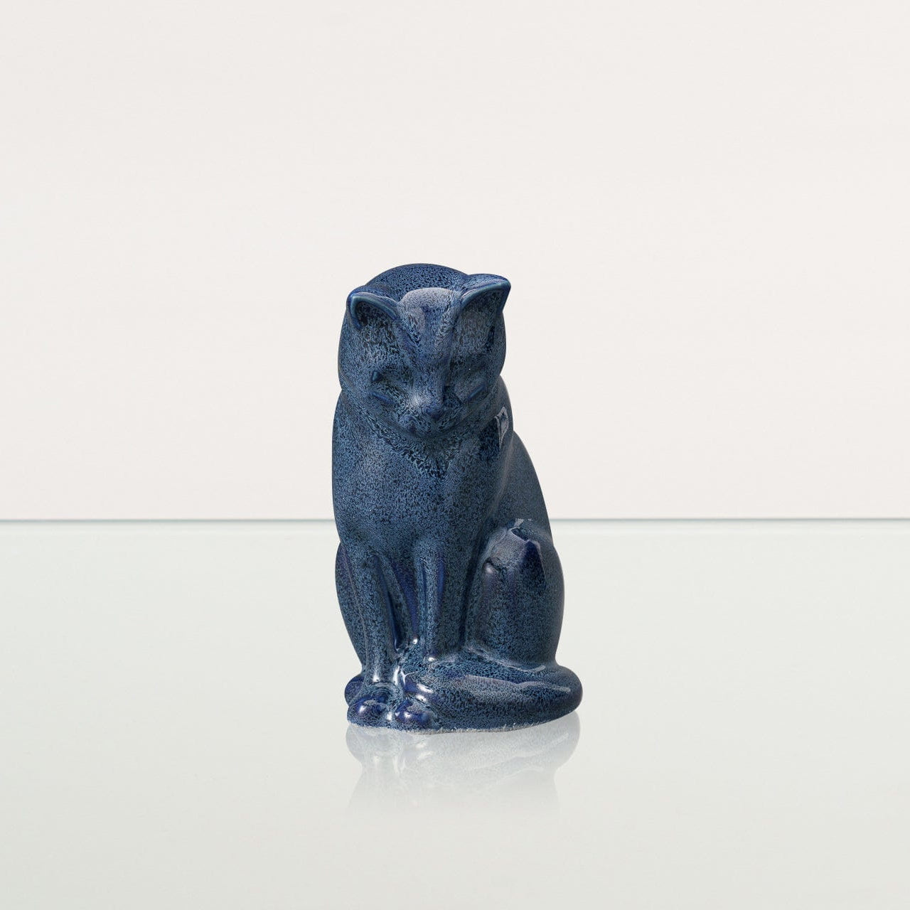 Mini Pet Urn for Ashes Neko - Blue Melange | Ceramic | Handmade Cat Urn - Pulvis Art Urns