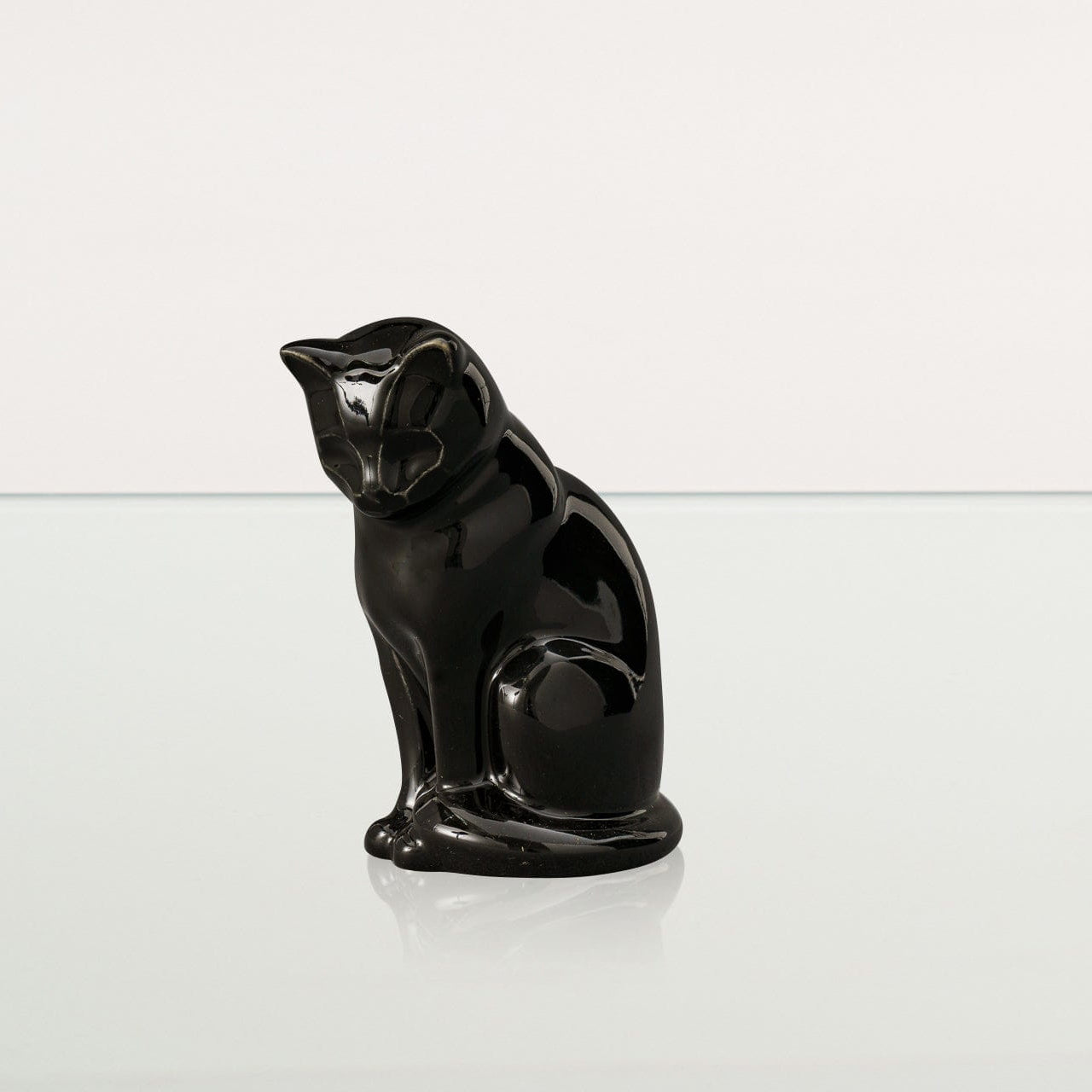 Mini Pet Urn for Ashes Neko - Lamp Black | Handmade | Ceramic Cat Urn - Pulvis Art Urns