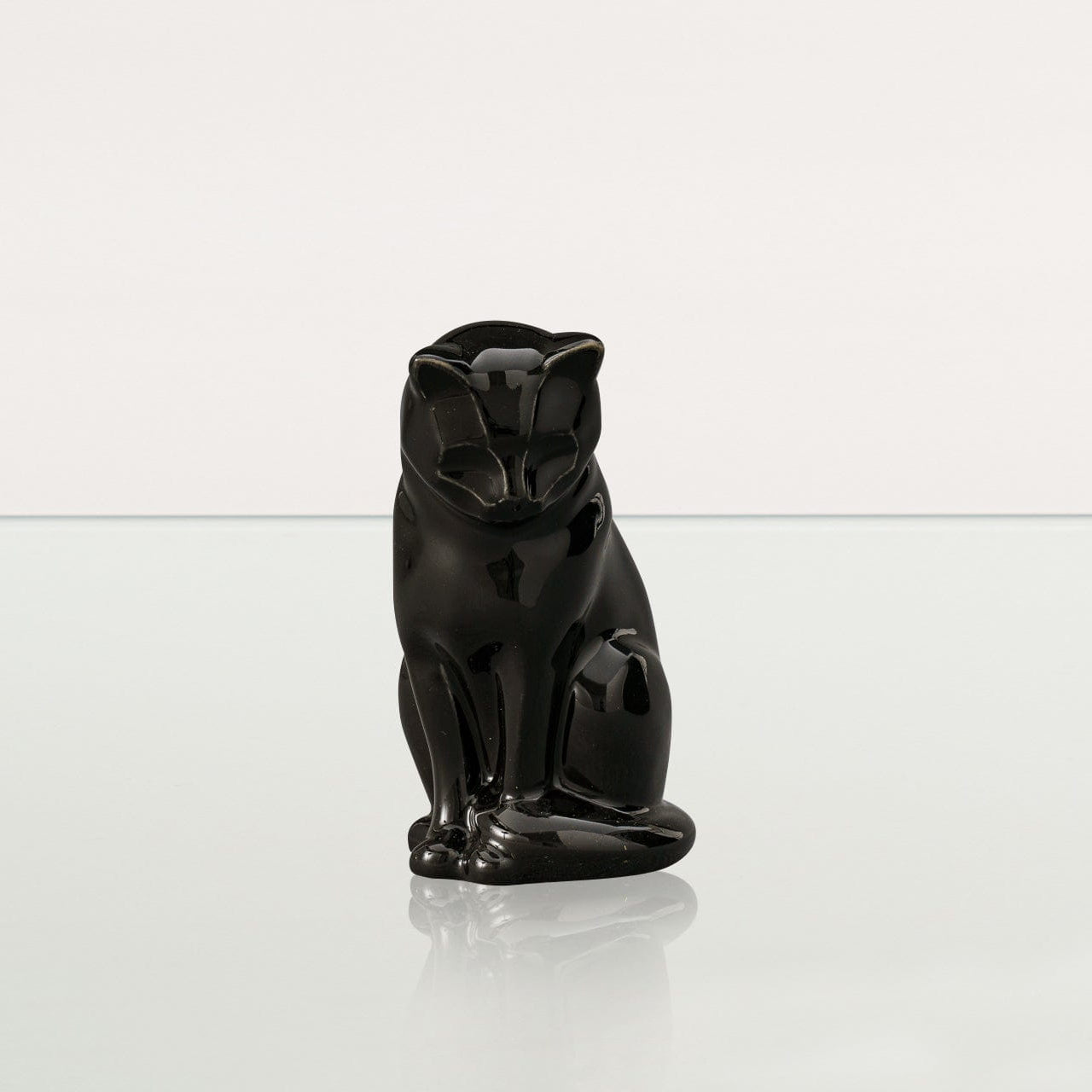 Mini Pet Urn for Ashes Neko - Lamp Black | Handmade | Ceramic Cat