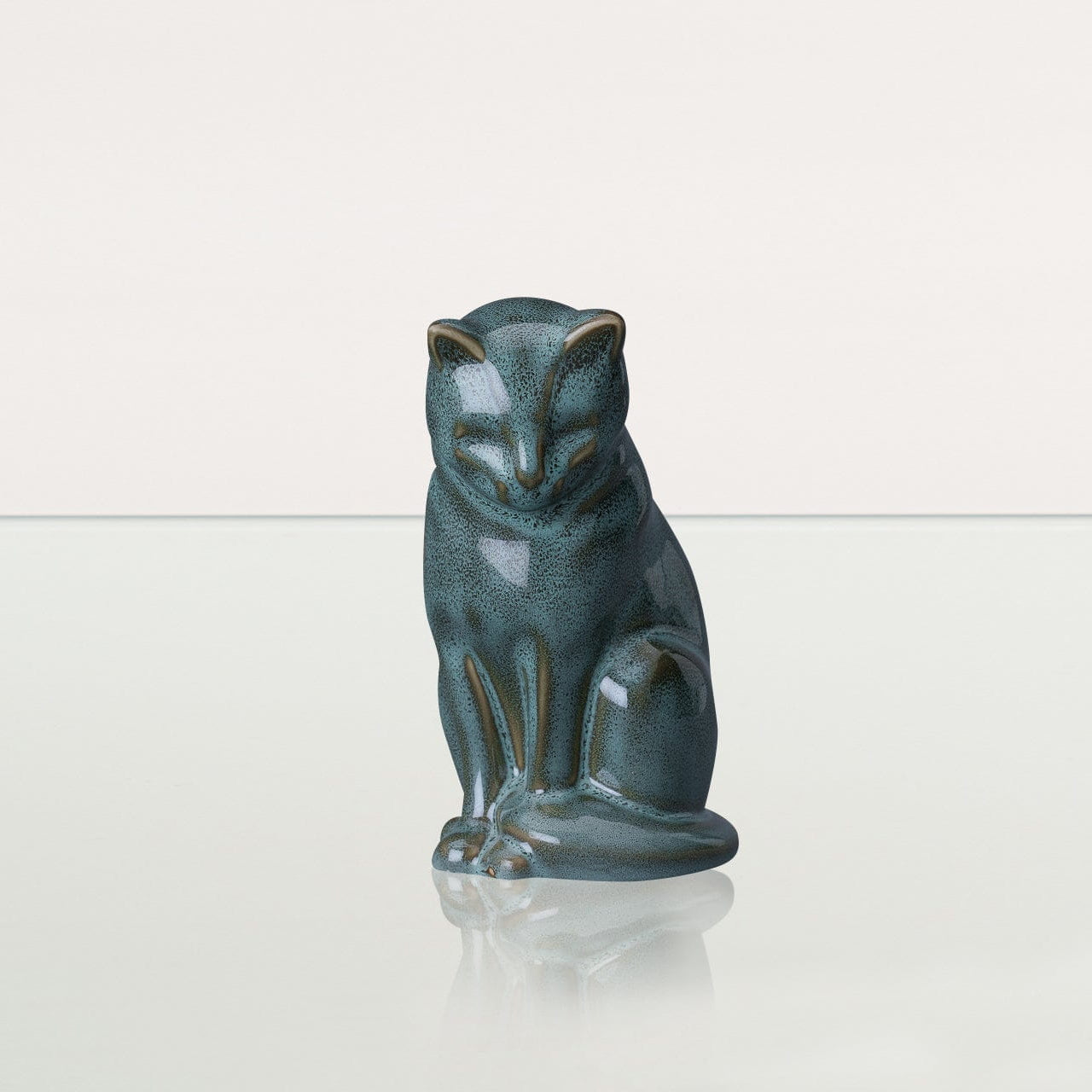 Mini Pet Urn for Ashes Neko - Oily Green Melange | Ceramic Cat Urn - Pulvis Art Urns