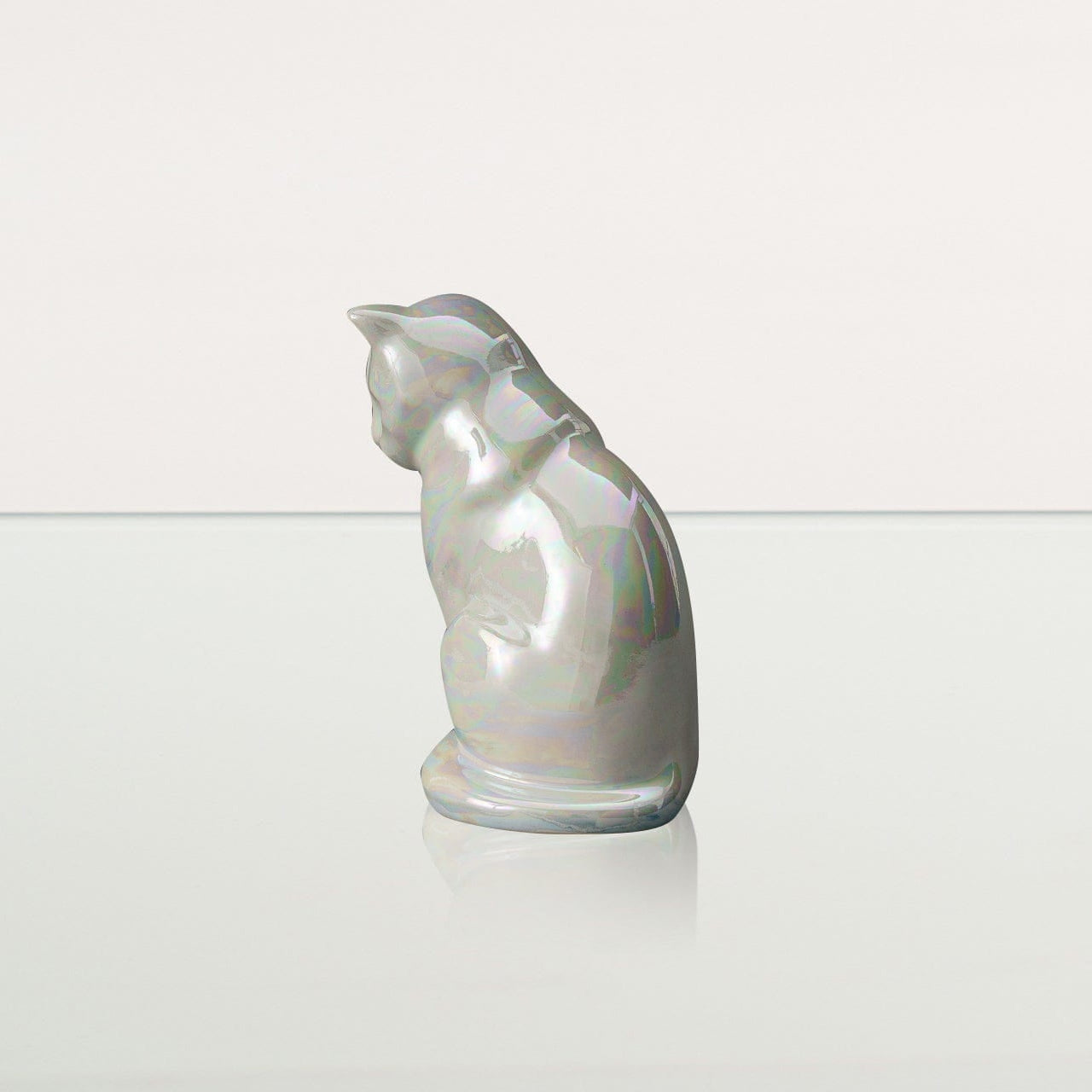 Mini Pet Urn for Ashes Neko - Pearly White | Handmade | Ceramic Cat Urn - Pulvis Art Urns