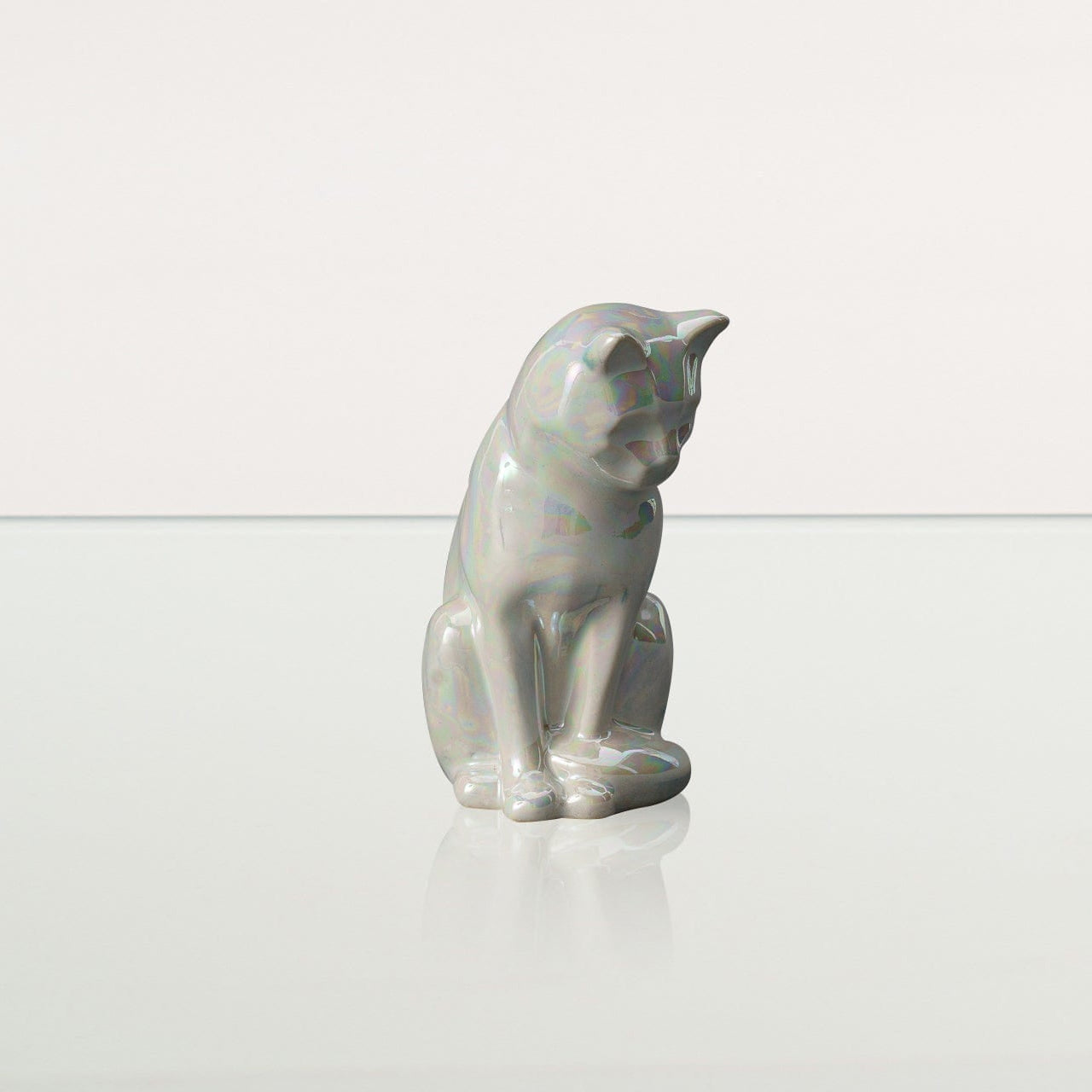 Mini Pet Urn for Ashes Neko - Pearly White | Handmade | Ceramic Cat Urn - Pulvis Art Urns
