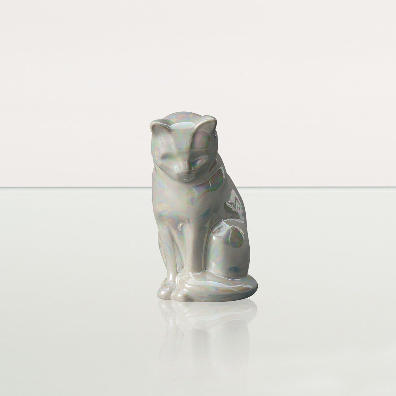 Mini Pet Urn for Ashes Neko - Pearly White | Handmade | Ceramic Cat Urn - Pulvis Art Urns