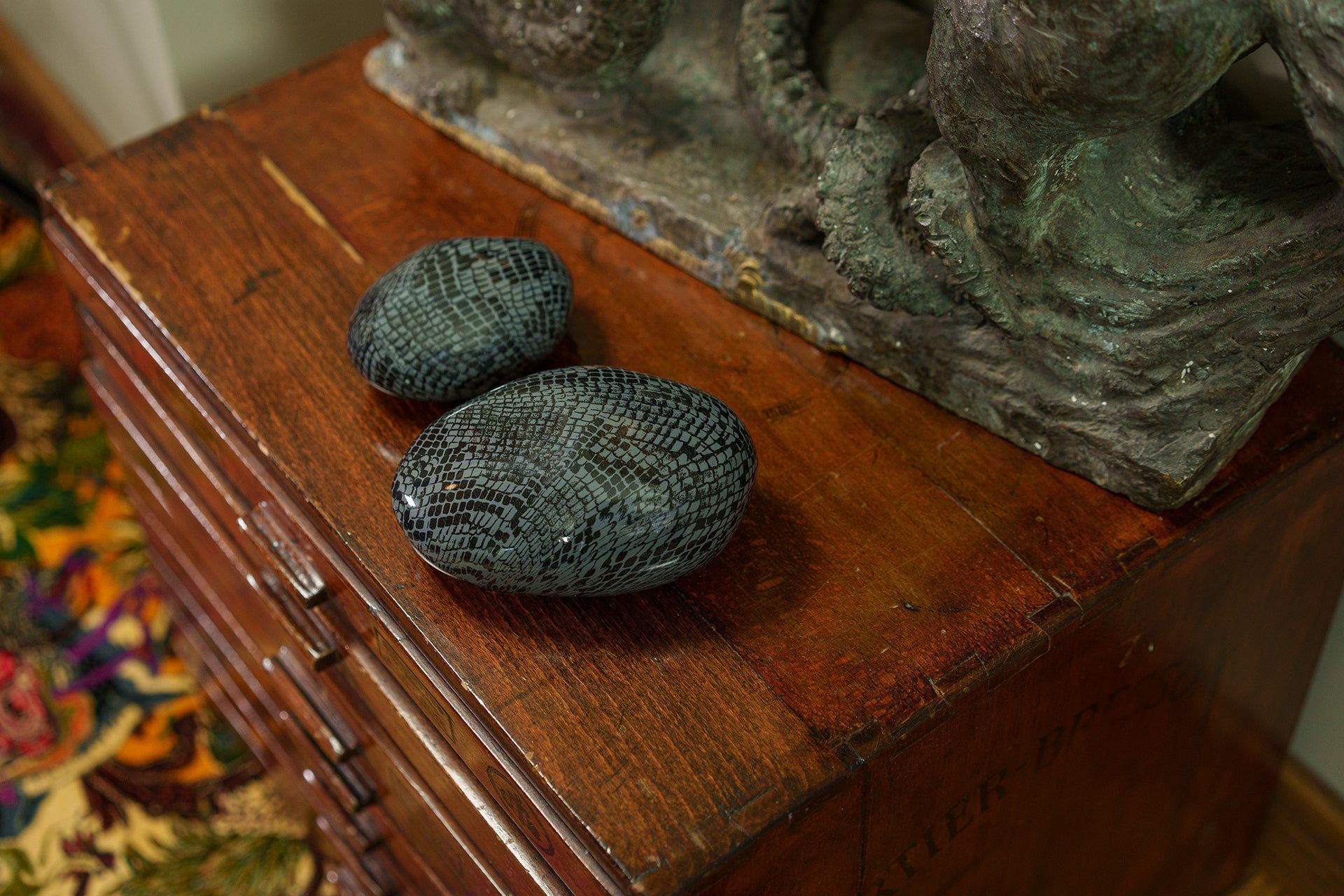 Mini Reptile Urn - Dark Blue | Ceramic | HydroGraphics - Pulvis Art Urns