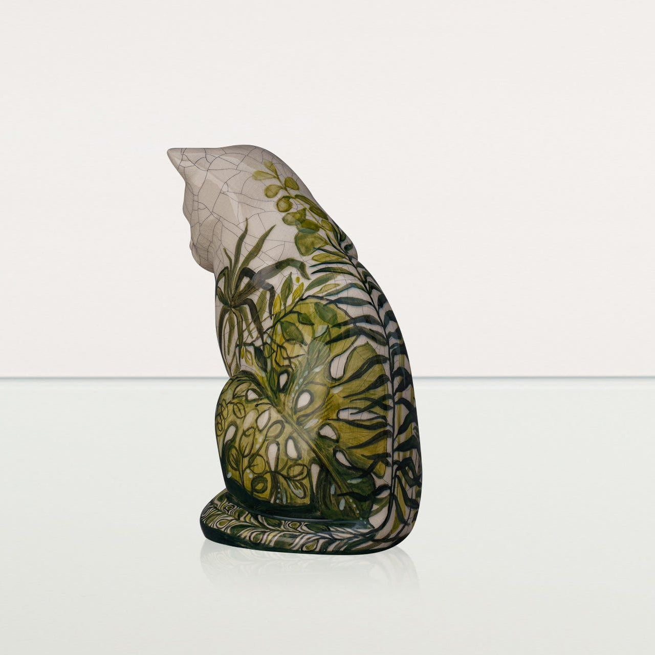 Neko Hand Decorated Pet Urn "Nature" - Ceramic | Handmade Pet Urn - Pulvis Art Urns