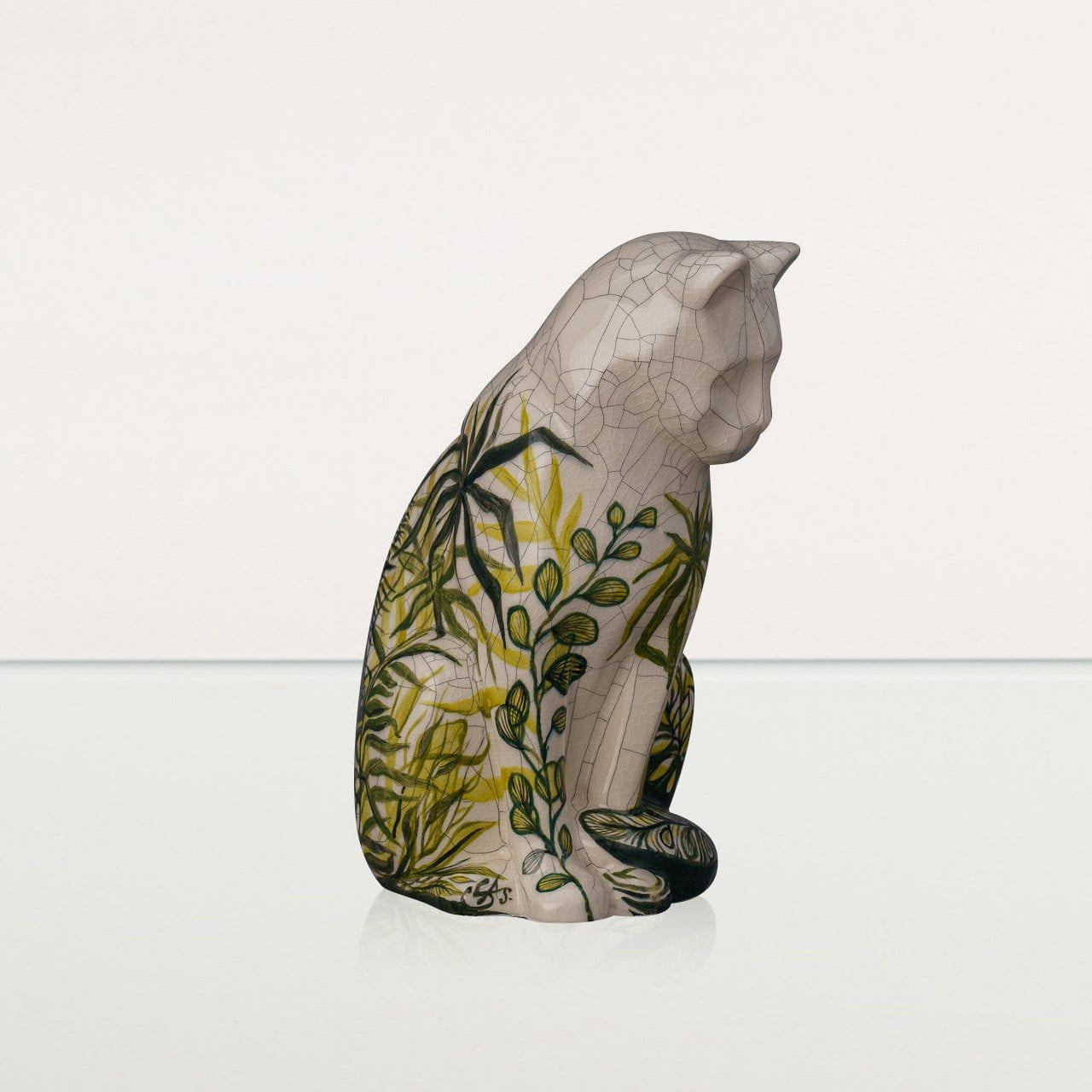 Neko Hand Decorated Pet Urn "Nature" - Ceramic | Handmade Pet Urn - Pulvis Art Urns