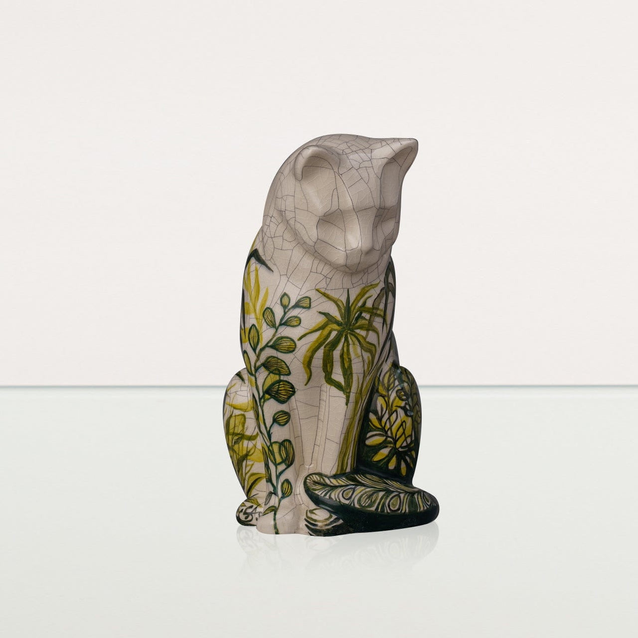 Neko Hand Decorated Pet Urn "Nature" - Ceramic | Handmade Pet Urn - Pulvis Art Urns