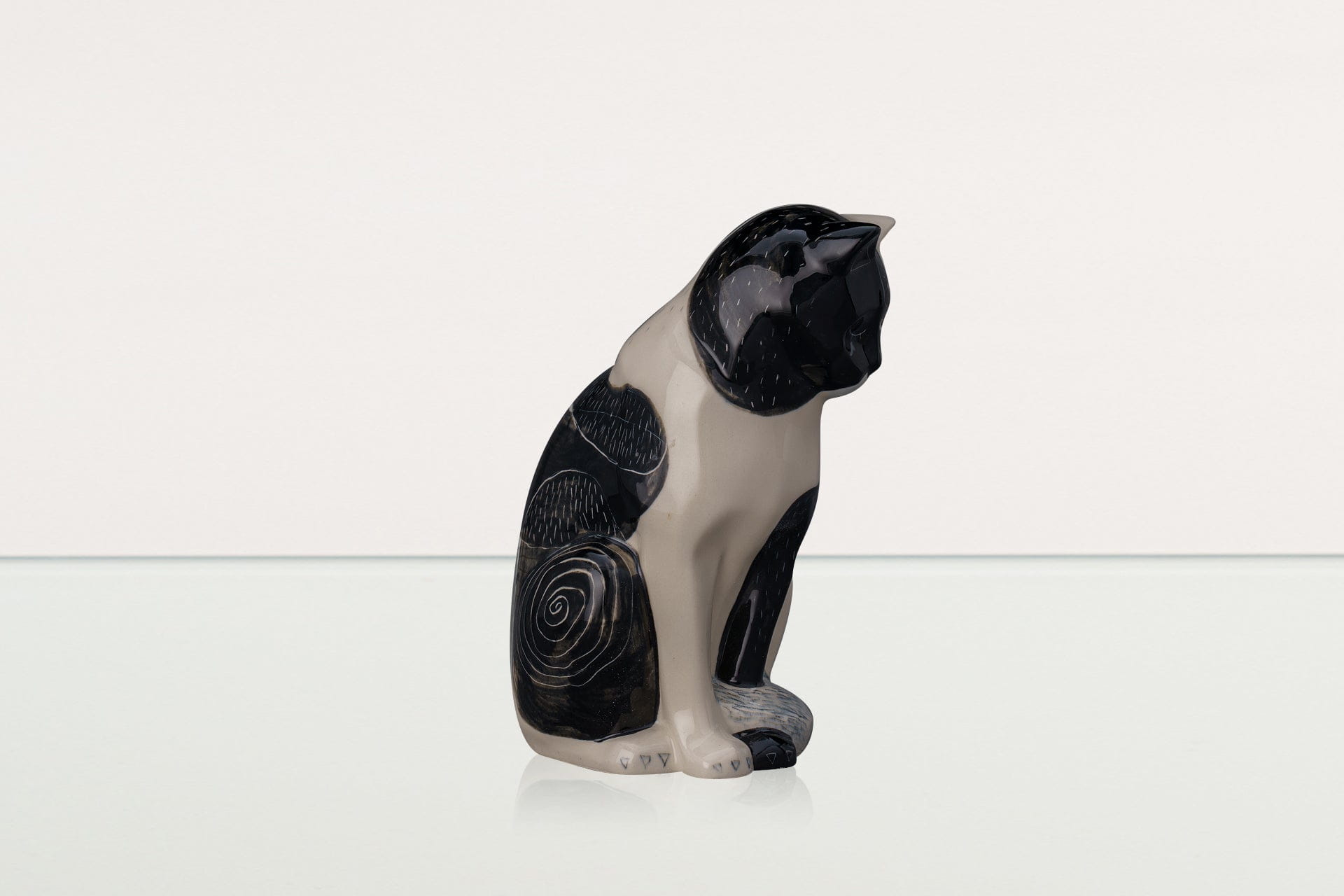 Neko Hand Decorated Pet Urn "Tuxedo" - Ceramic | Handmade Pet Urn - Pulvis Art Urns