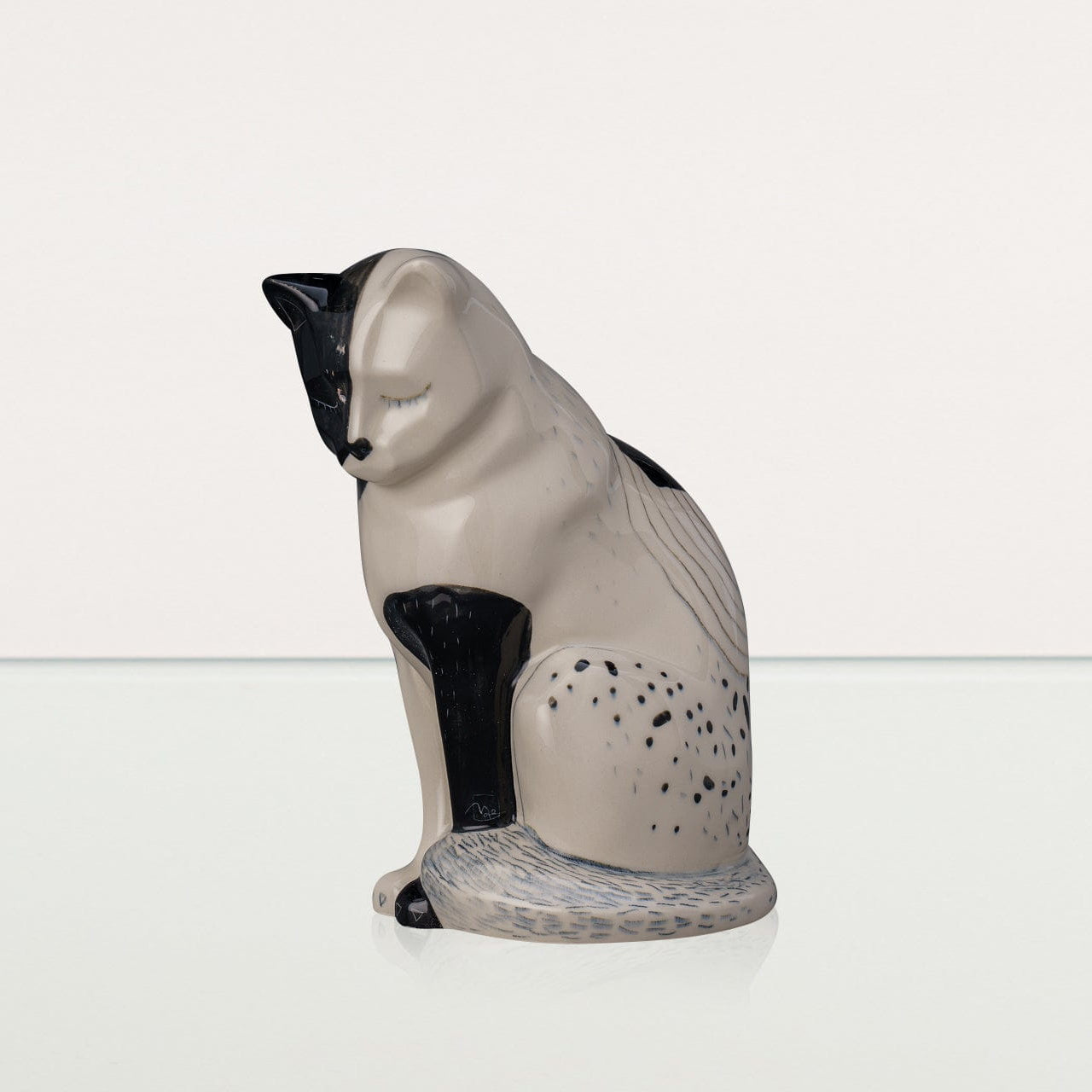 Neko Hand Decorated Pet Urn "Tuxedo" - Ceramic | Handmade Pet Urn - Pulvis Art Urns