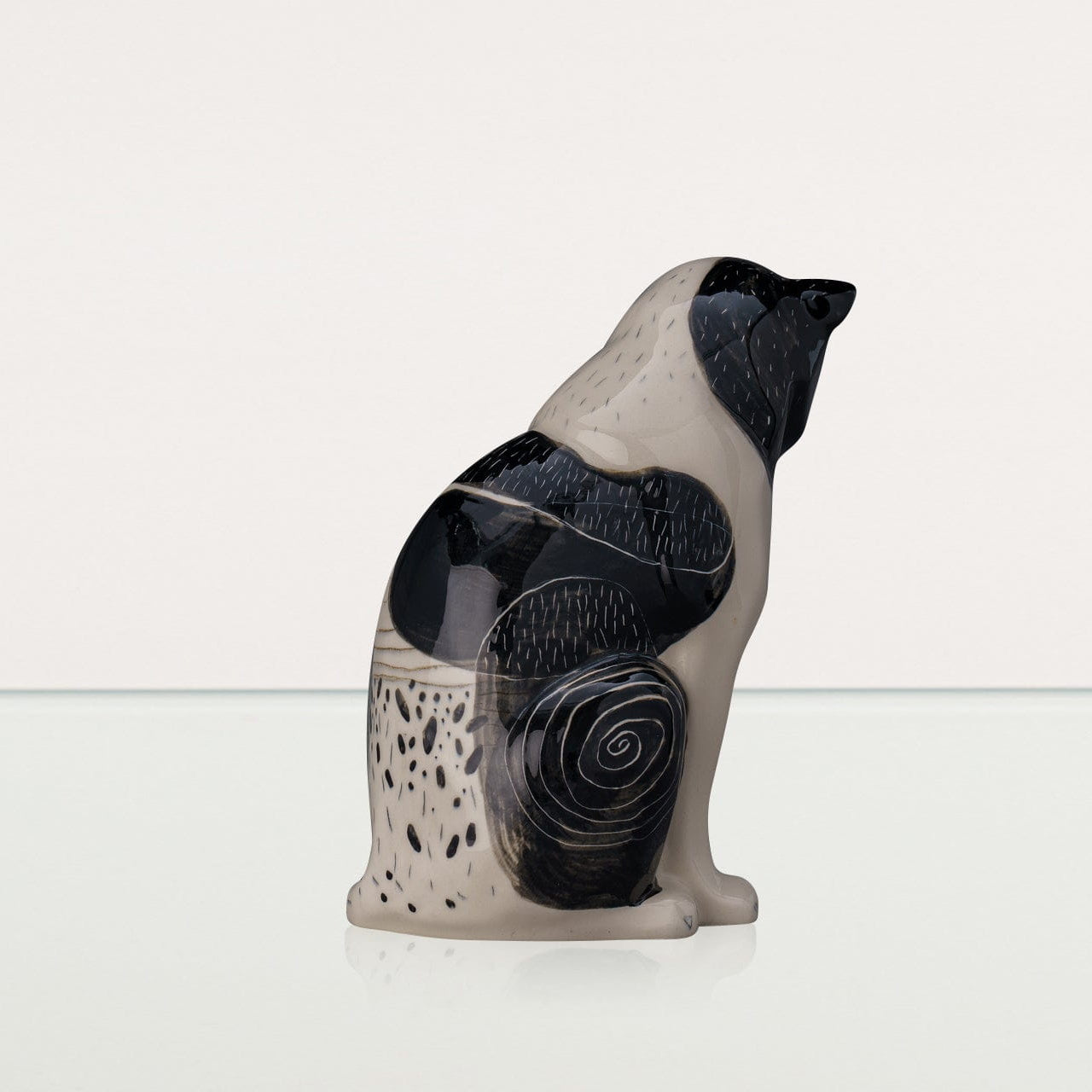 Neko Hand Decorated Pet Urn "Tuxedo" - Ceramic | Handmade Pet Urn - Pulvis Art Urns