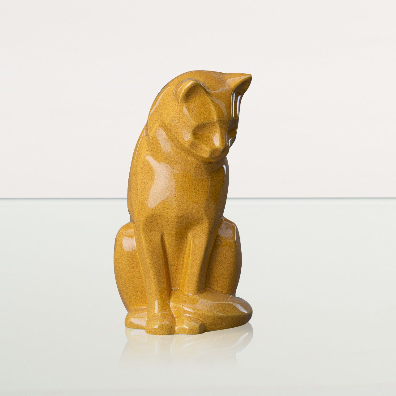 Neko Pet Urn for Ashes - Amber Yellow | Ceramic | Handmade Cat Urn - Pulvis Art Urns