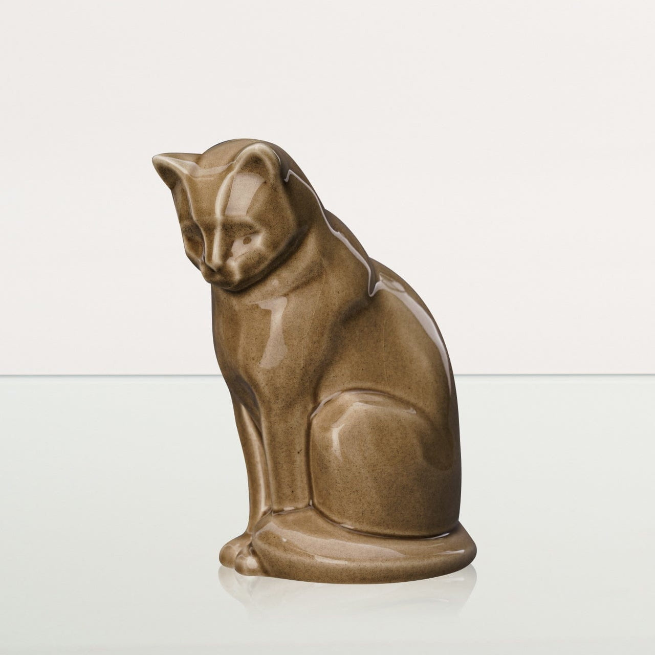 Neko Pet Urn for Ashes - Beige Grey | Ceramic | Handmade Cat Urn - Pulvis Art Urns