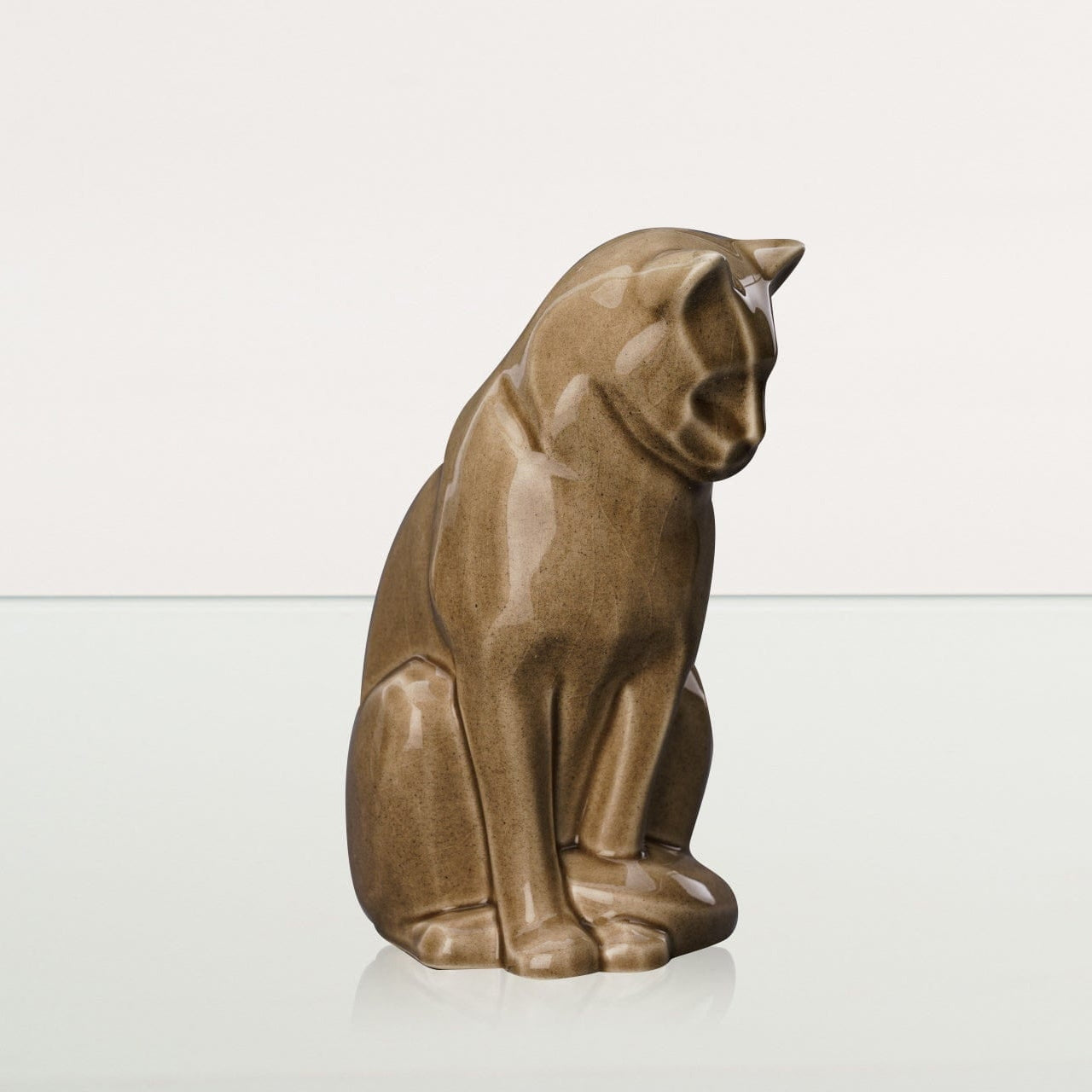 Neko Pet Urn for Ashes - Beige Grey | Ceramic | Handmade Cat Urn - Pulvis Art Urns