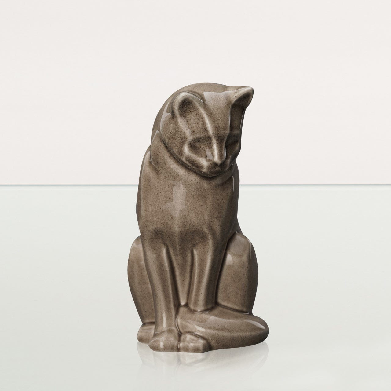 Neko Pet Urn for Ashes - Beige Grey | Ceramic | Handmade Cat Urn - Pulvis Art Urns